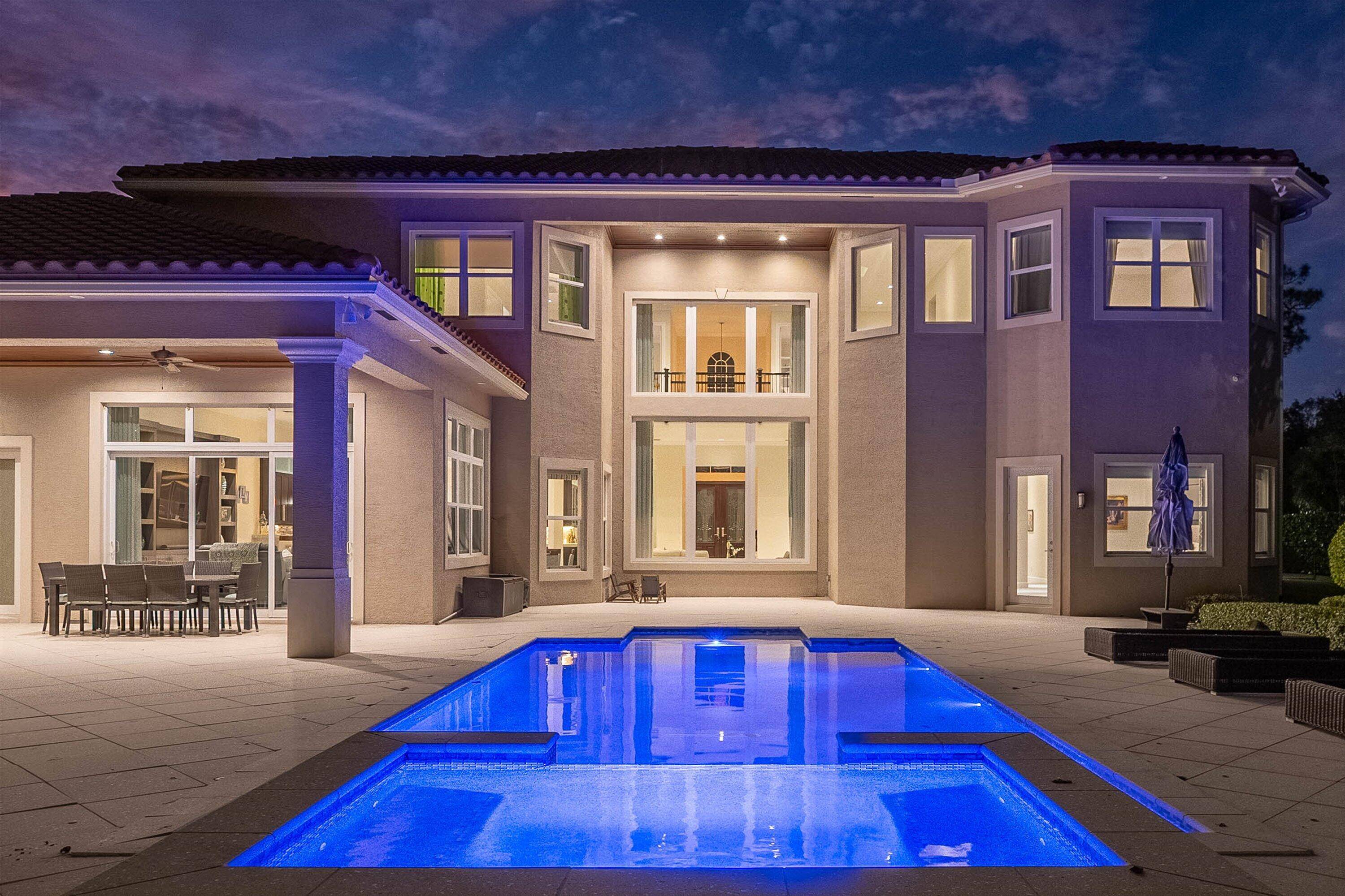 Step into refined elegance with this stunning Mediterranean style, two story residence, offering 6, 732 square feet under air and 8, 719 total square feet of thoughtfully designed living space.