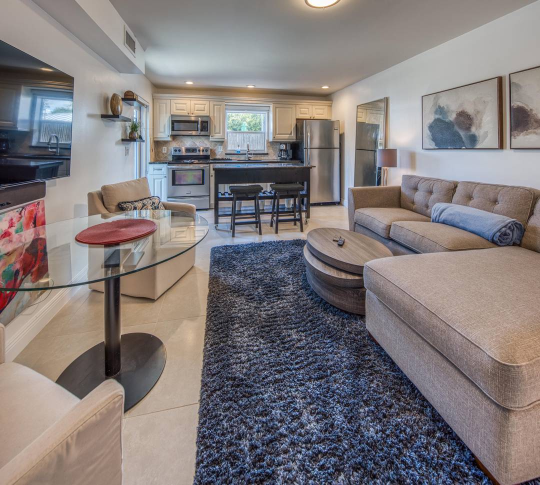 Beautiful and super private Lux 1 1, private tropical yard, turnkey, full range, ref, micro, W D, Central A C, east of Federal, central to everythingUnbranded Virtual Tour https mls.