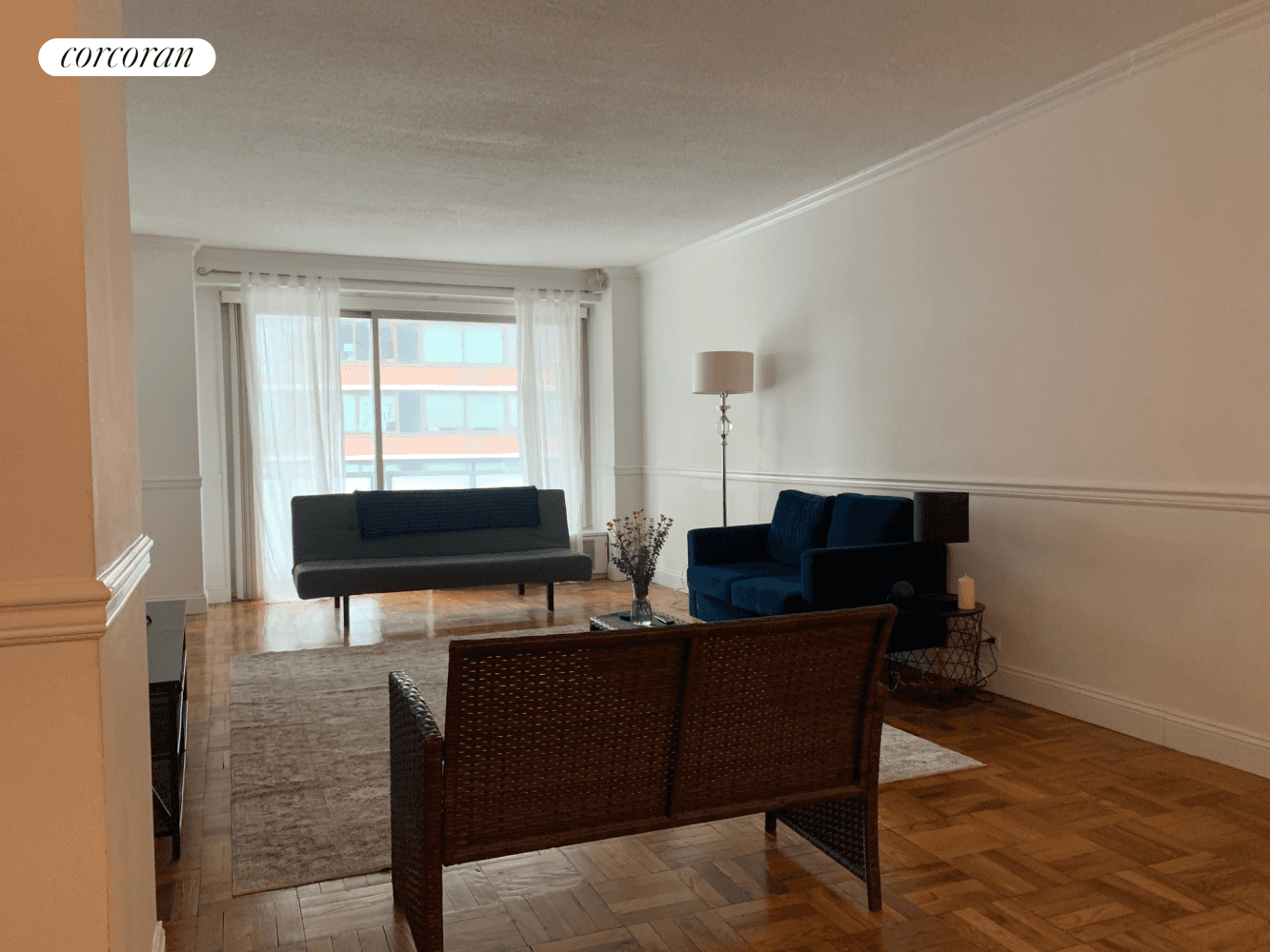 Large and bright two bedroom, one bath corner unit with balcony, where you can sit outside and enjoy your morning coffee with views of the water.