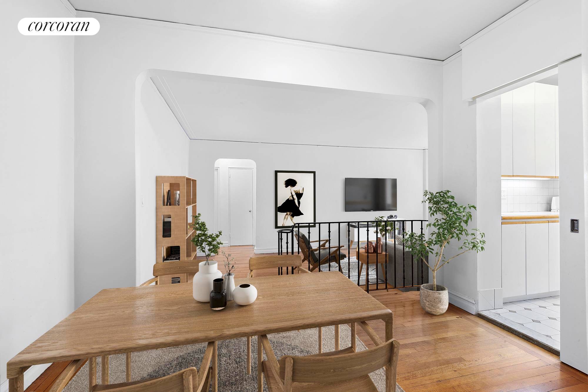 This oversized one bedroom apartment is bright with prewar details throughout.