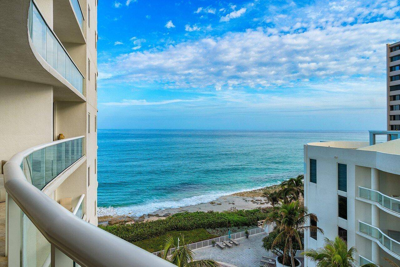 Enjoy stunning views from this spacious 8th floor home with 2 bedroom Den optional 3rd bedroom and 3 full baths in the boutique Beachfront building !