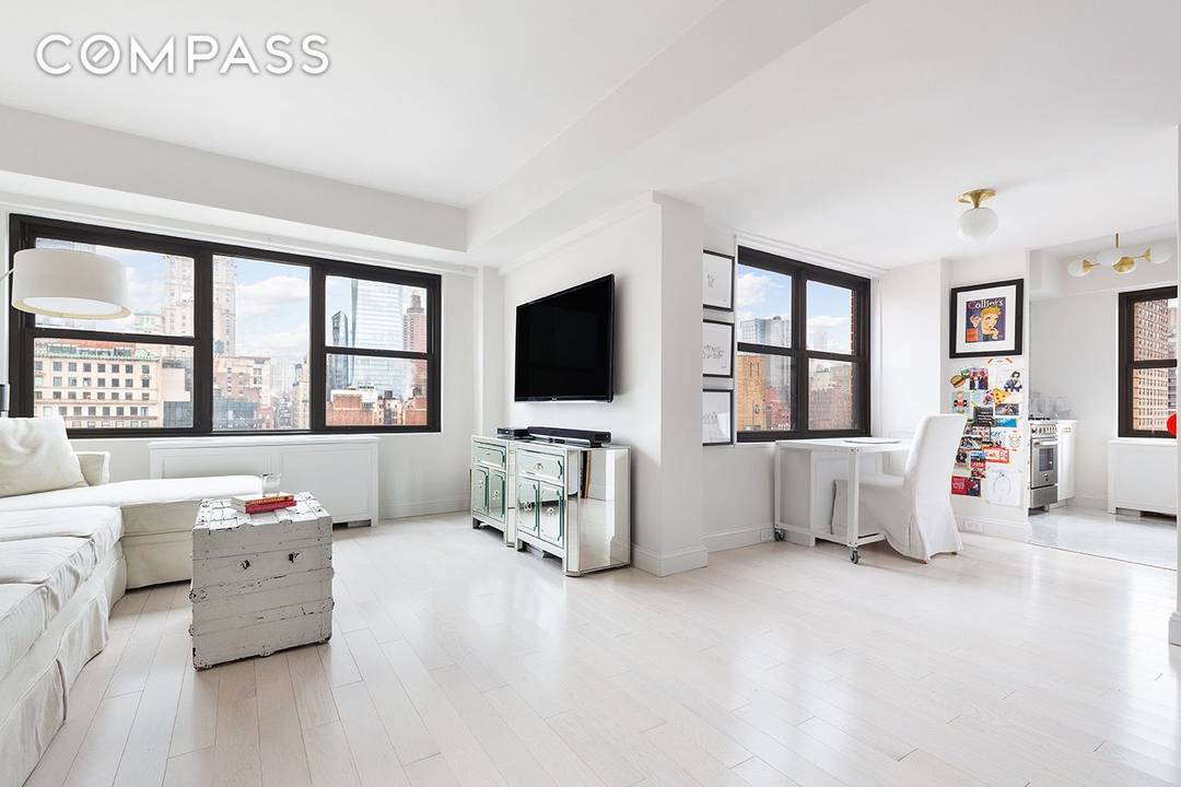 A serene, light filled one bedroom with sweeping city views in the heart of Kips Bay.