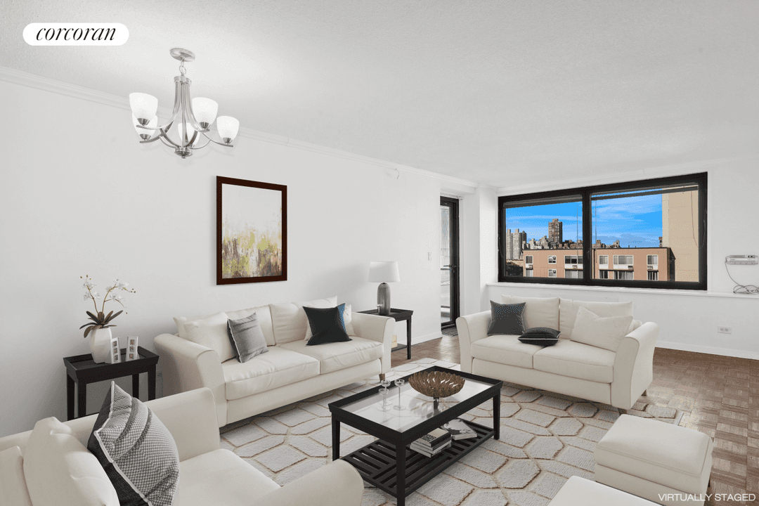 Bright and spacious 3 bedroom 2 bathroom with a private balcony in one of the most desirable co op buildings on Roosevelt Island !