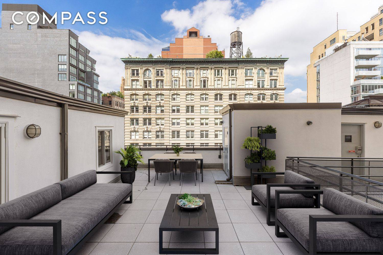 Townhouse in the sky ! This original TriBeCa loft spans 3 floors and features 3 beds, 3 full baths and a large private roof terrace.