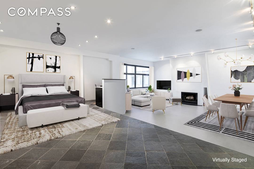 Hell's Kitchen The Armory One Bedroom Loft Flexible Floor Plan Apt Features Open Flexible Floor Plan with Endless Possibilities Oversized Windows with Western Exposure 10' Ceiling Height Working Wood Burning ...