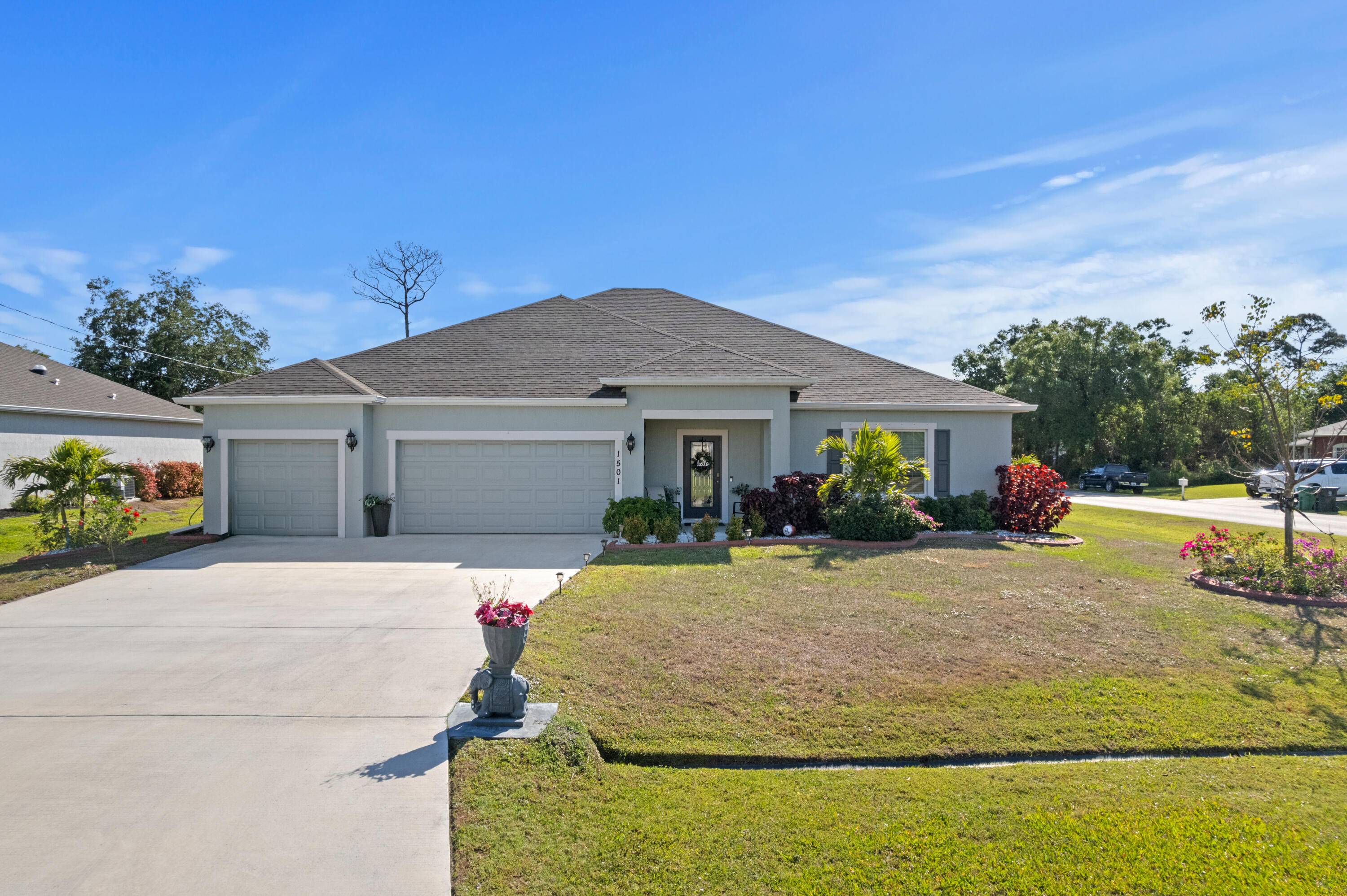 Come and tour this newly built, beautiful three bedroom, three bathroom Corner lot single family home in the heart of Port Saint Lucie.