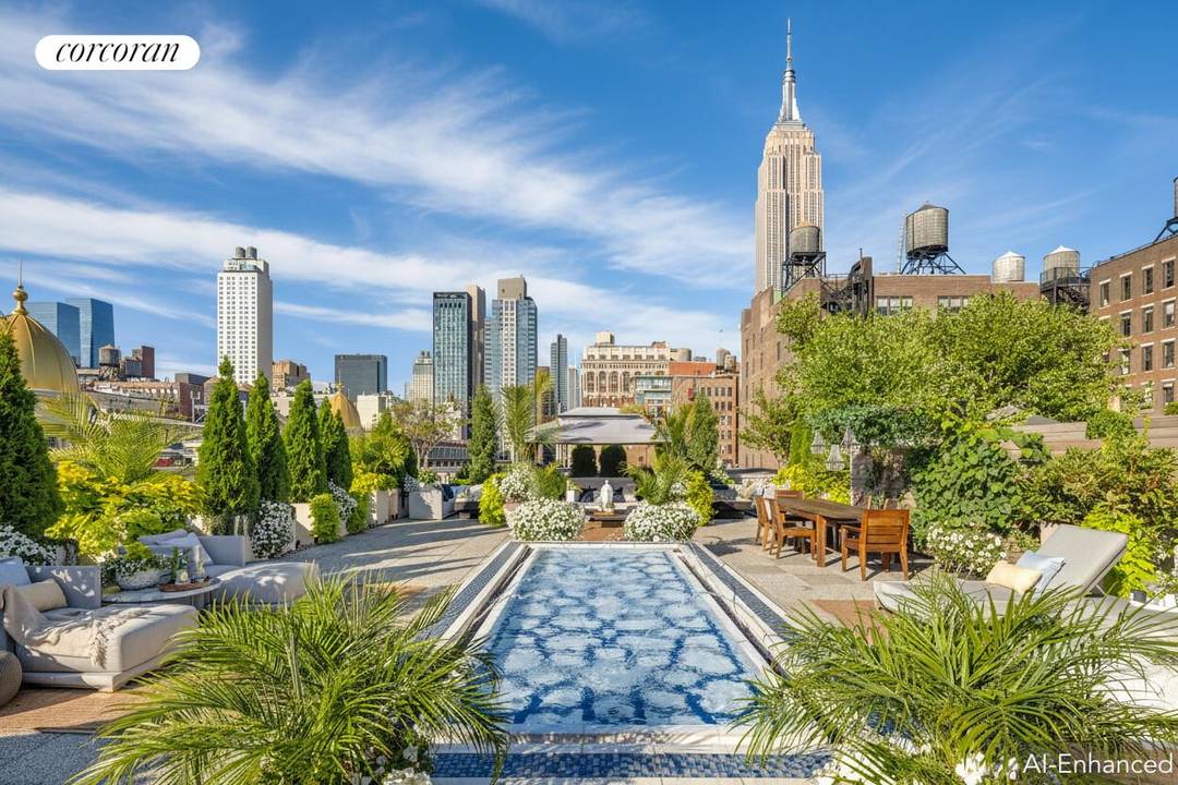 JARDIN D'EAU PENTHOUSE WITH ROOFTOP GARDEN OASIS Perched atop the Cammeyer Building with an enormous 3, 316 sf rooftop garden and reflecting pool that acts as a serene visual extension ...