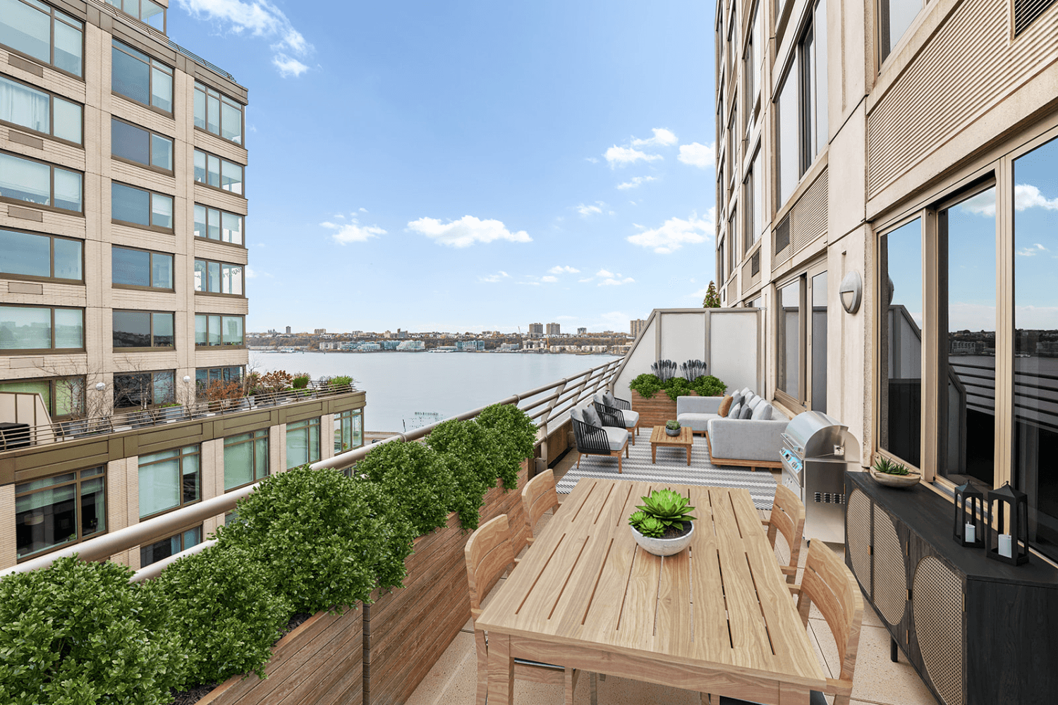 Apt. 16K at 120 RSB is like winning the real estate lottery light, views, 400 SF terrace, condo and washer dryer.