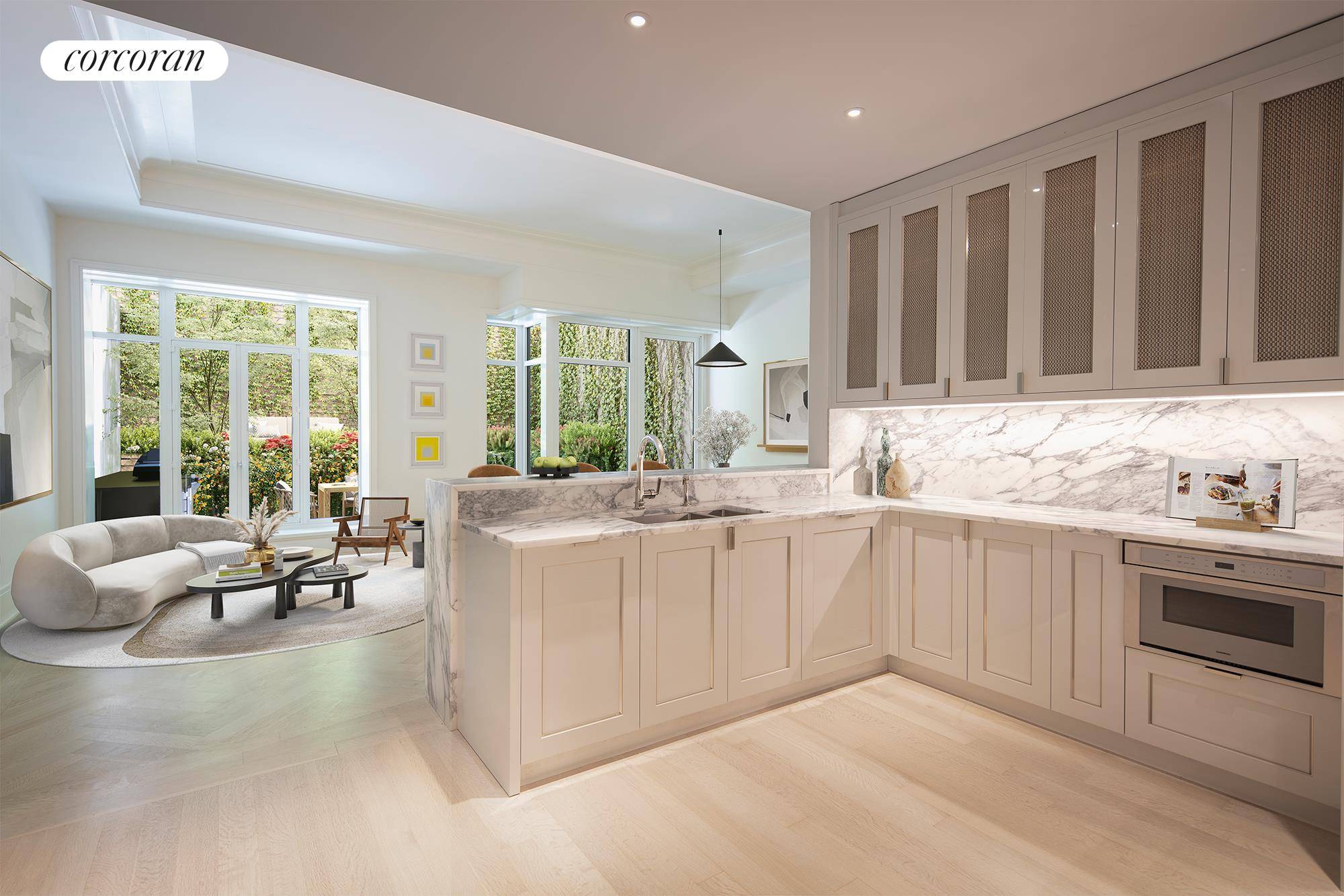 Enjoy the pleasures of Townhouse living with the luxurious conveniences of a doorman condominium.