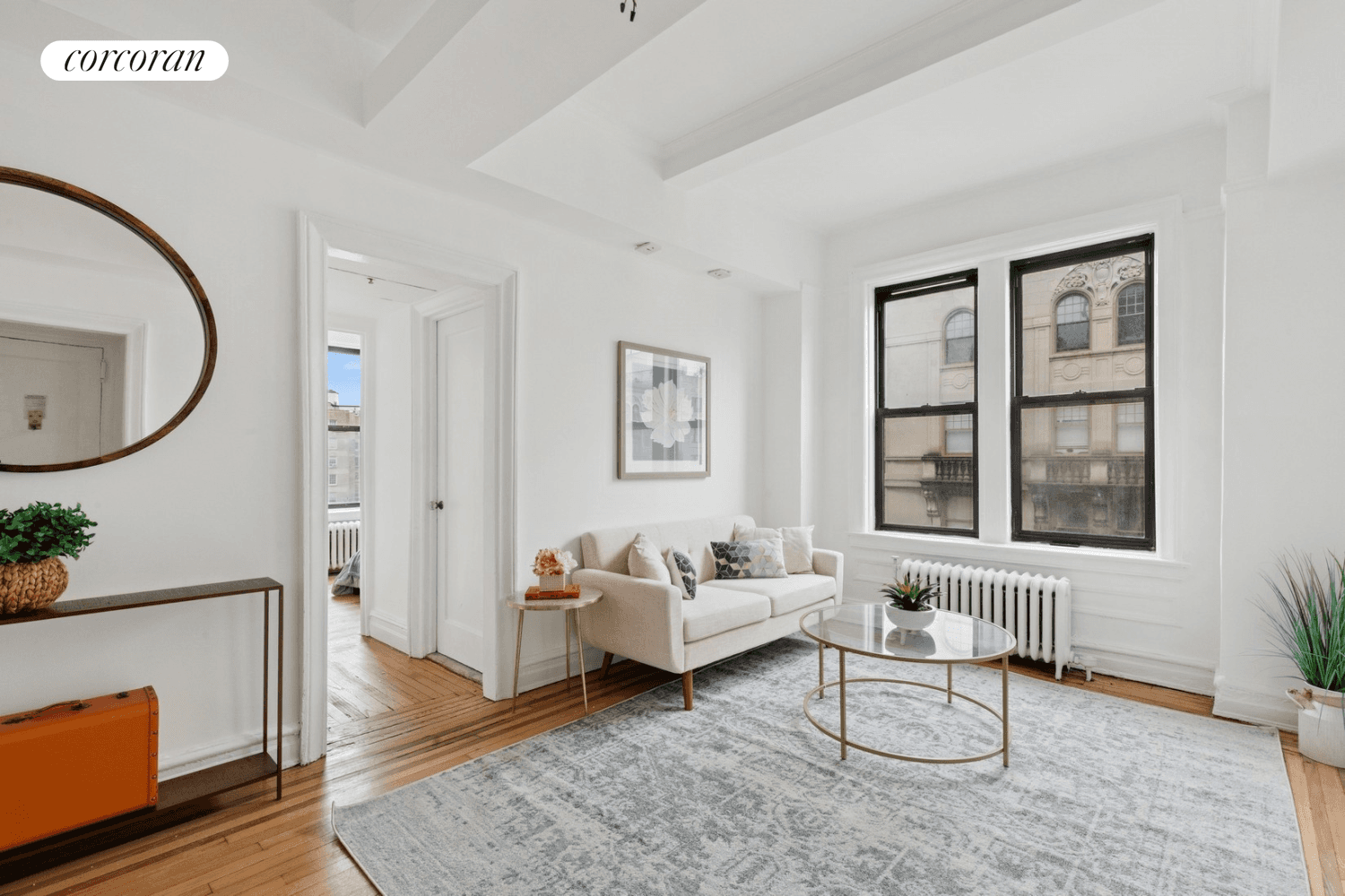 Nestled in an intimate, boutique pre war co op with just two residences per floor, this sun filled two bedroom home offers a rare blend of charm, space, and tranquility.