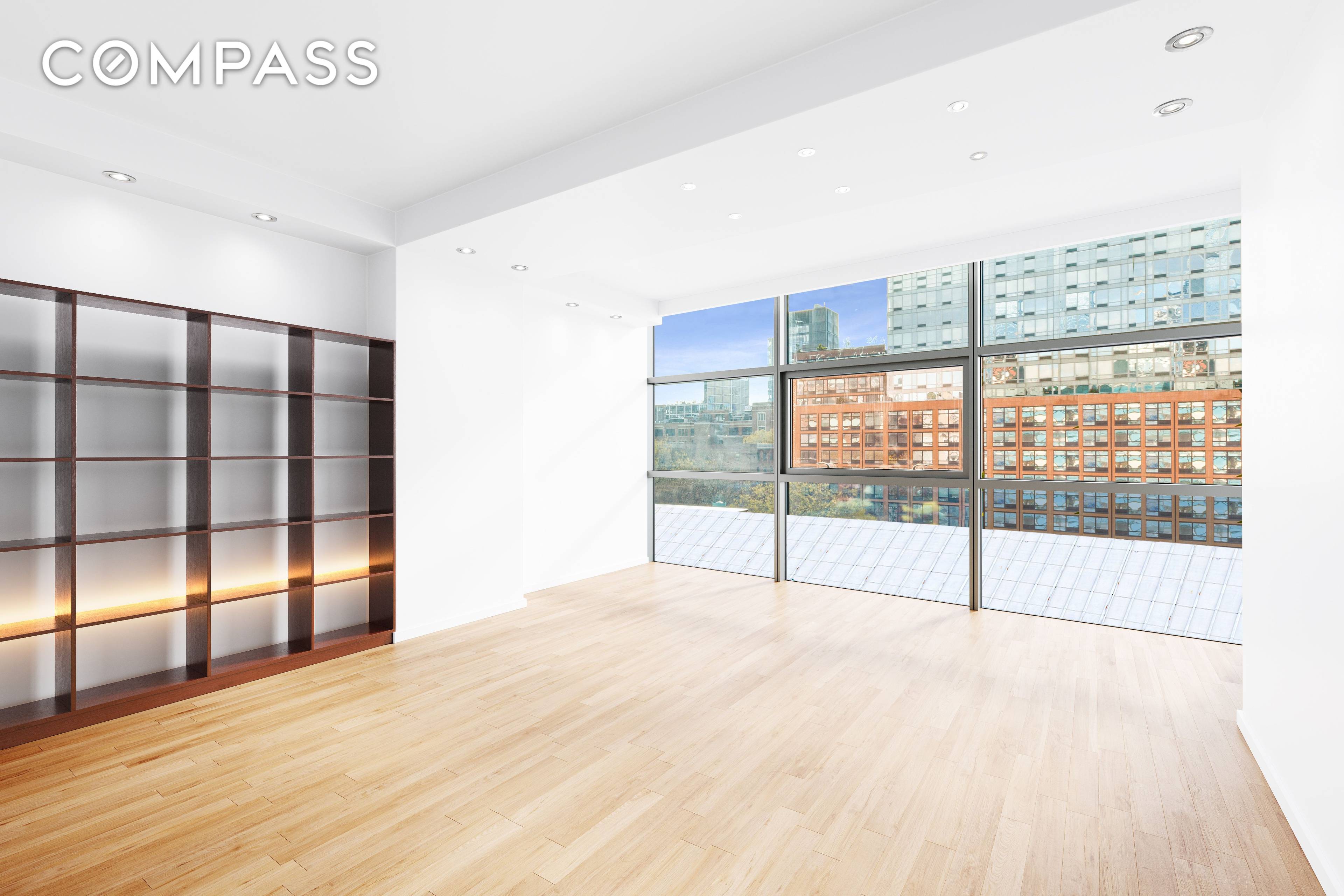 Spacious Sun Filled Two Bedroom at Chelsea Modern This expansive south facing two bedroom residence offers abundant natural light, soaring ceiling heights, and oversized walk in closets.