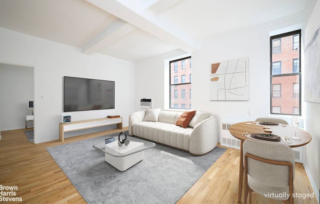 Exceptionally Bright, South Facing 1 Bedroom Overlooking quaint 10th Street, this bright one bedroom has charm, good size rooms, large storage closets and a view from every room.