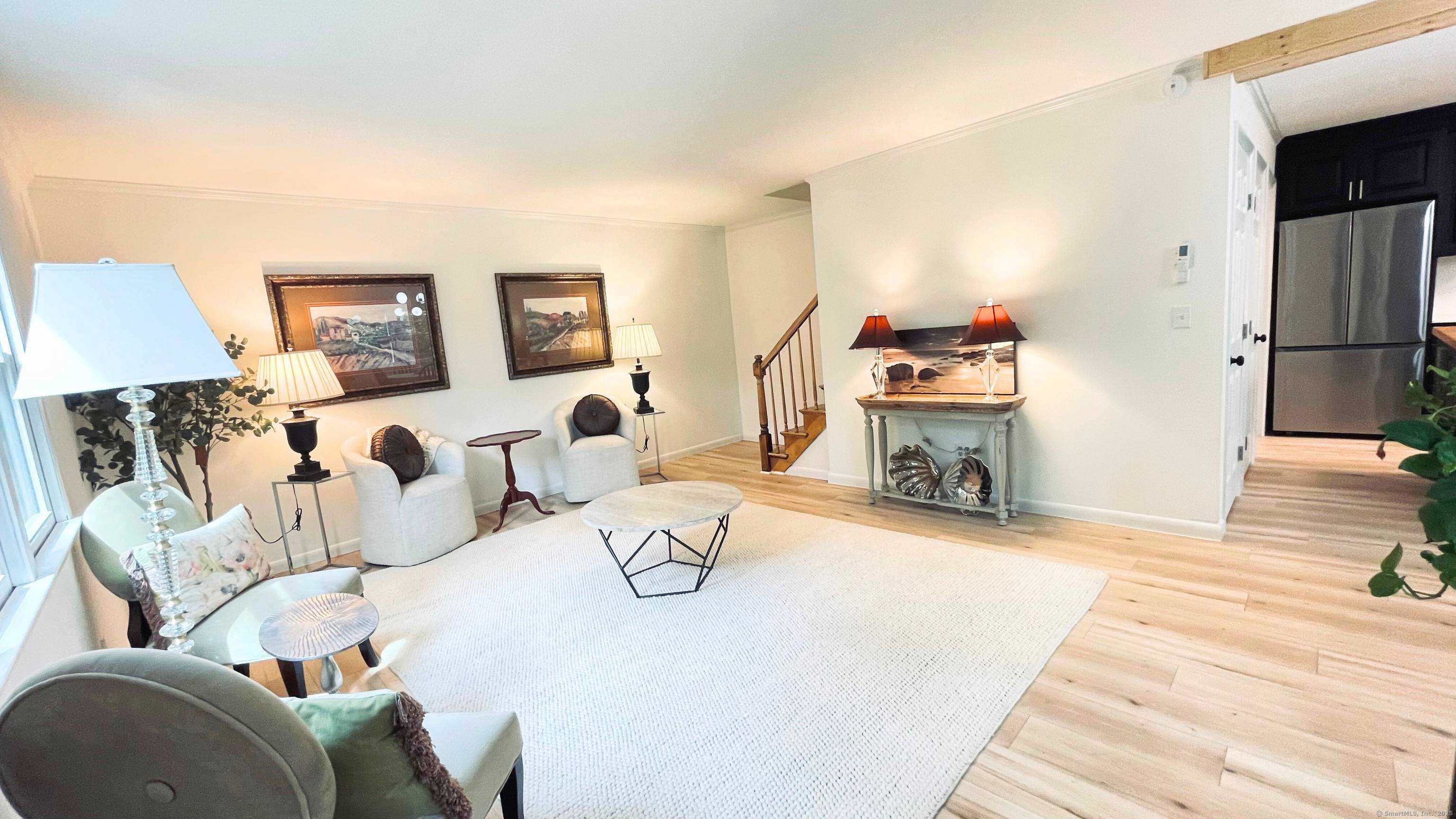 Privately set at the end of a cul de sac, this completely remodeled contemporary home is ready to win hearts.