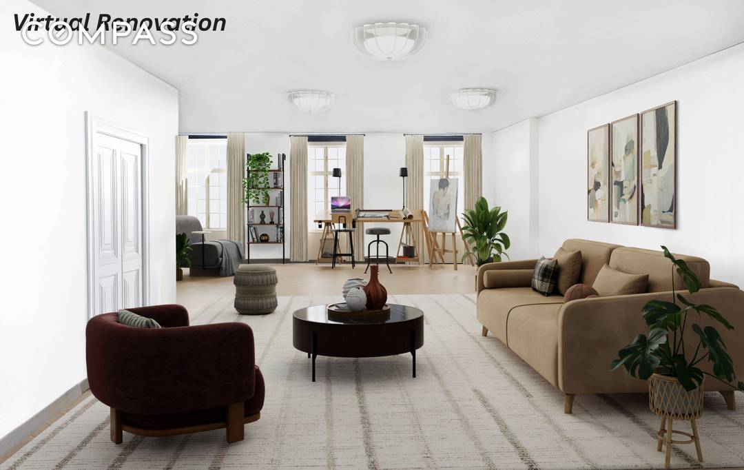 Step out of your private keyed elevator into a full floor Flatiron loft offering a rare opportunity to create a custom live work residence from a true blank canvas.