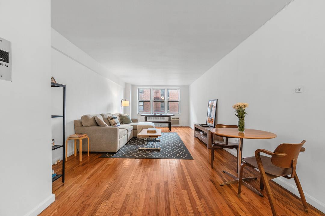 Bright, spacious, and well maintained, this oversized one bedroom offers a large living and dining area with great natural light and hardwood floors throughout.