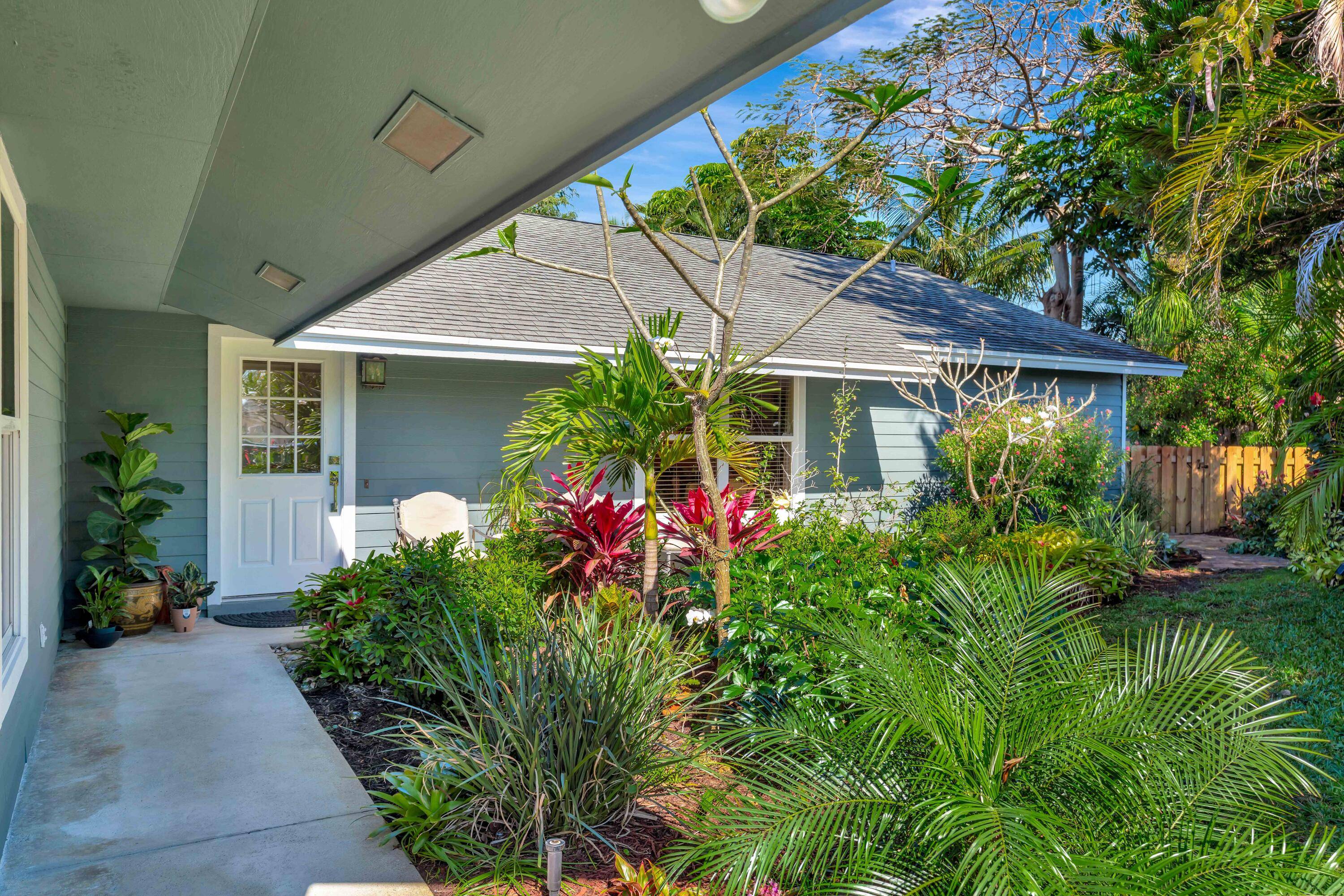 This updated 3 bedroom, 2 bathroom home is located in the Tequesta Pines community at the end of a short block cul de sac, Boasting a Japanese design inspired flowering ...