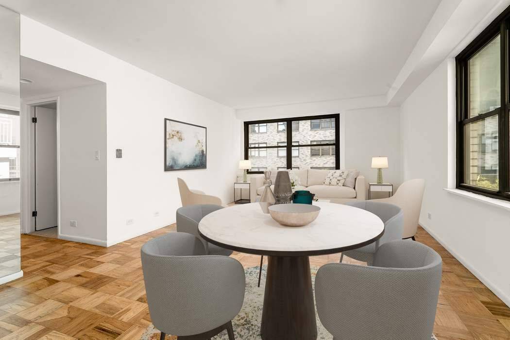 Apartment 12N at The Heritage House is a bright and quiet one bedroom corner unit located on the 12th floor of this full service co op in prime Midtown East.