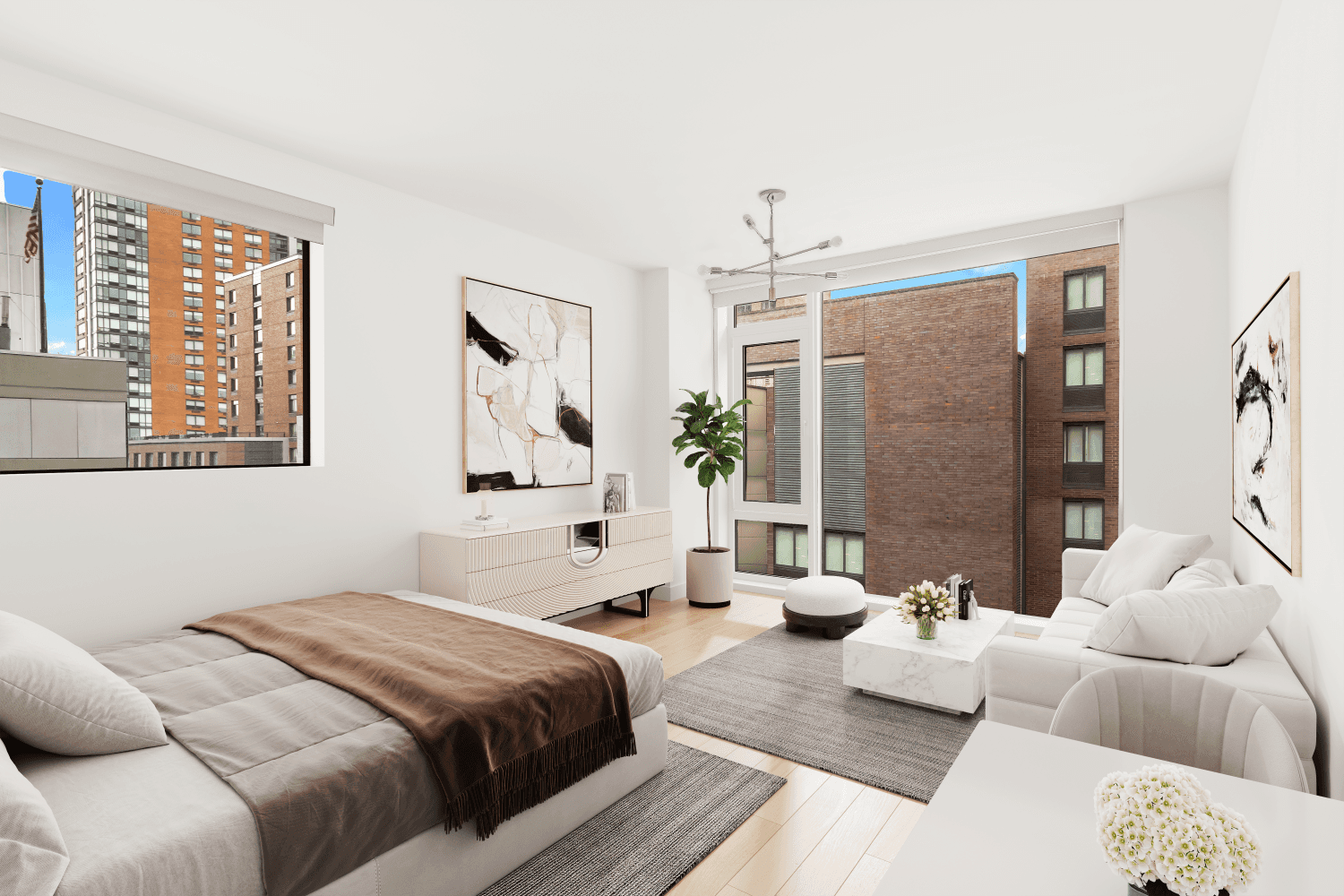 Welcome to Residence 7C at 505 W 43rd Street, an inviting studio sanctuary featuring sought after double exposure.