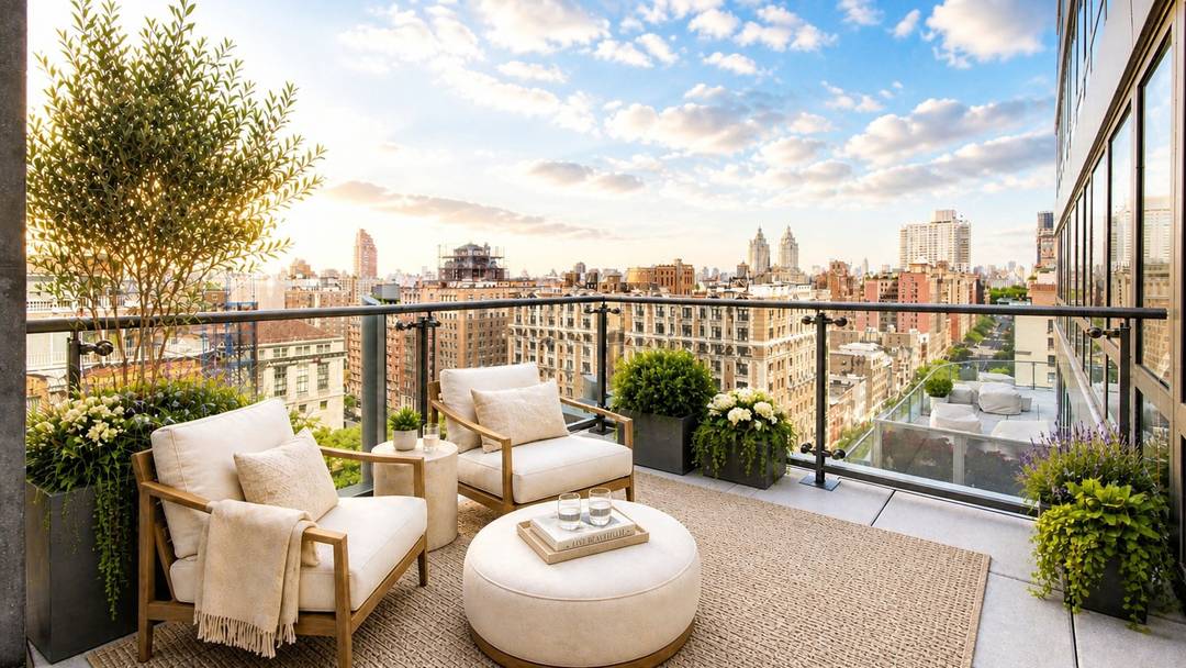 The gracious 2, 536 square foot home includes 4 bedrooms, 3 and a half bathrooms, and a private terrace with open views of the Upper West Side and Central Park.