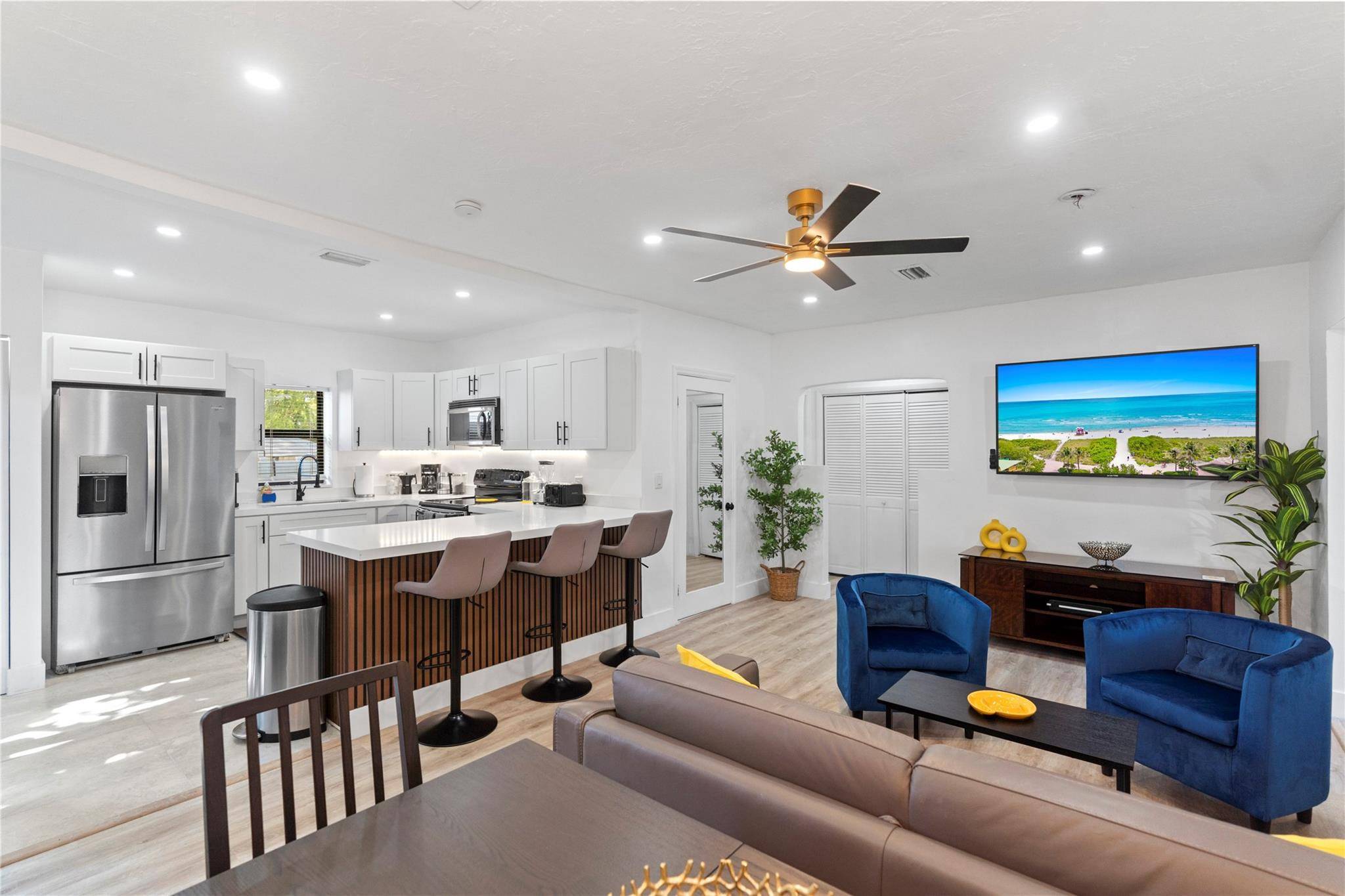 Modern, brand newly renovated 4BR 2BA single family home, just under 1900 Sqft offered as an annual rental in the heart of downtown Oakland Park.