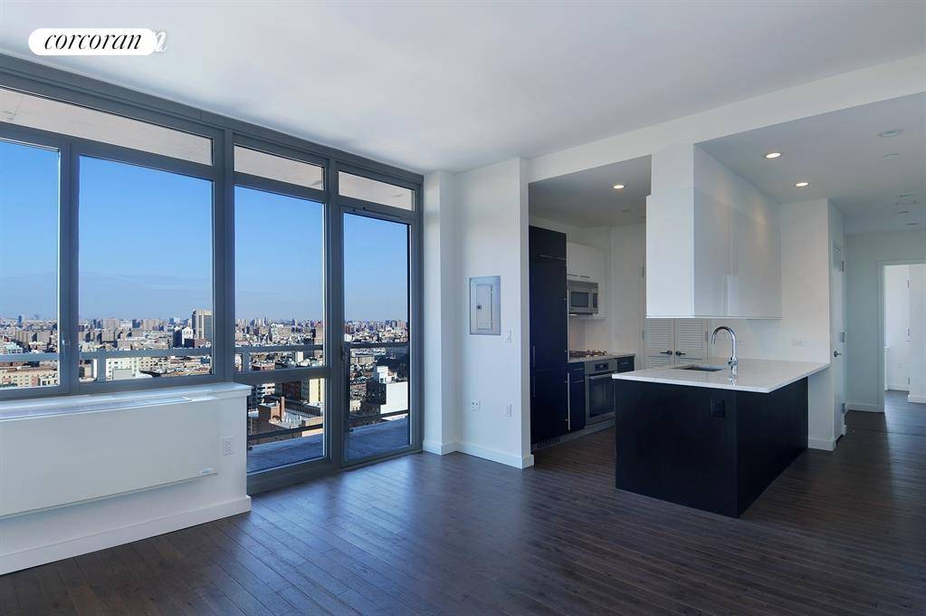 321 W. 110, Apt. 18B One Morningside Drive High floor, loft like 1 bedroom, 1 bath apartment with balcony featuring open North and East exposures.