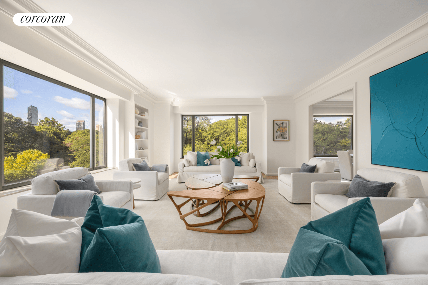 Bathed in sunlight and offering picturesque views of Central Park, this southwest corner residence is located in one of Fifth Avenue's most prestigious white glove co operatives, 980 Fifth Avenue.