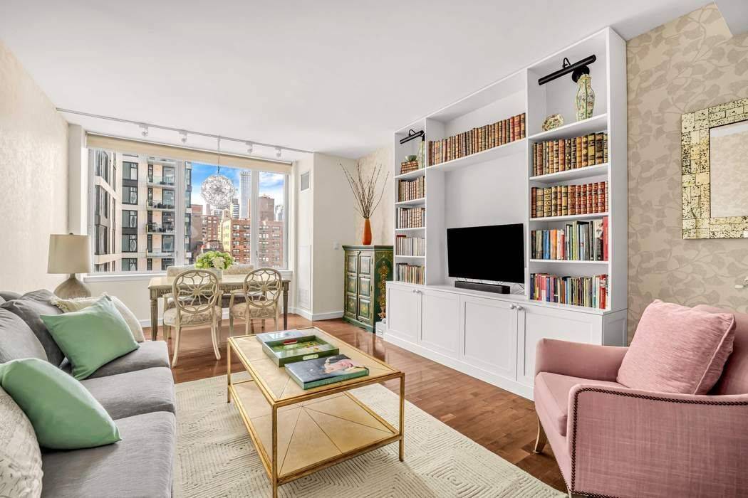 A chic, move in ready corner unit with an open layout, dramatic northwest city views, and sunset skies that stop you in your tracks.