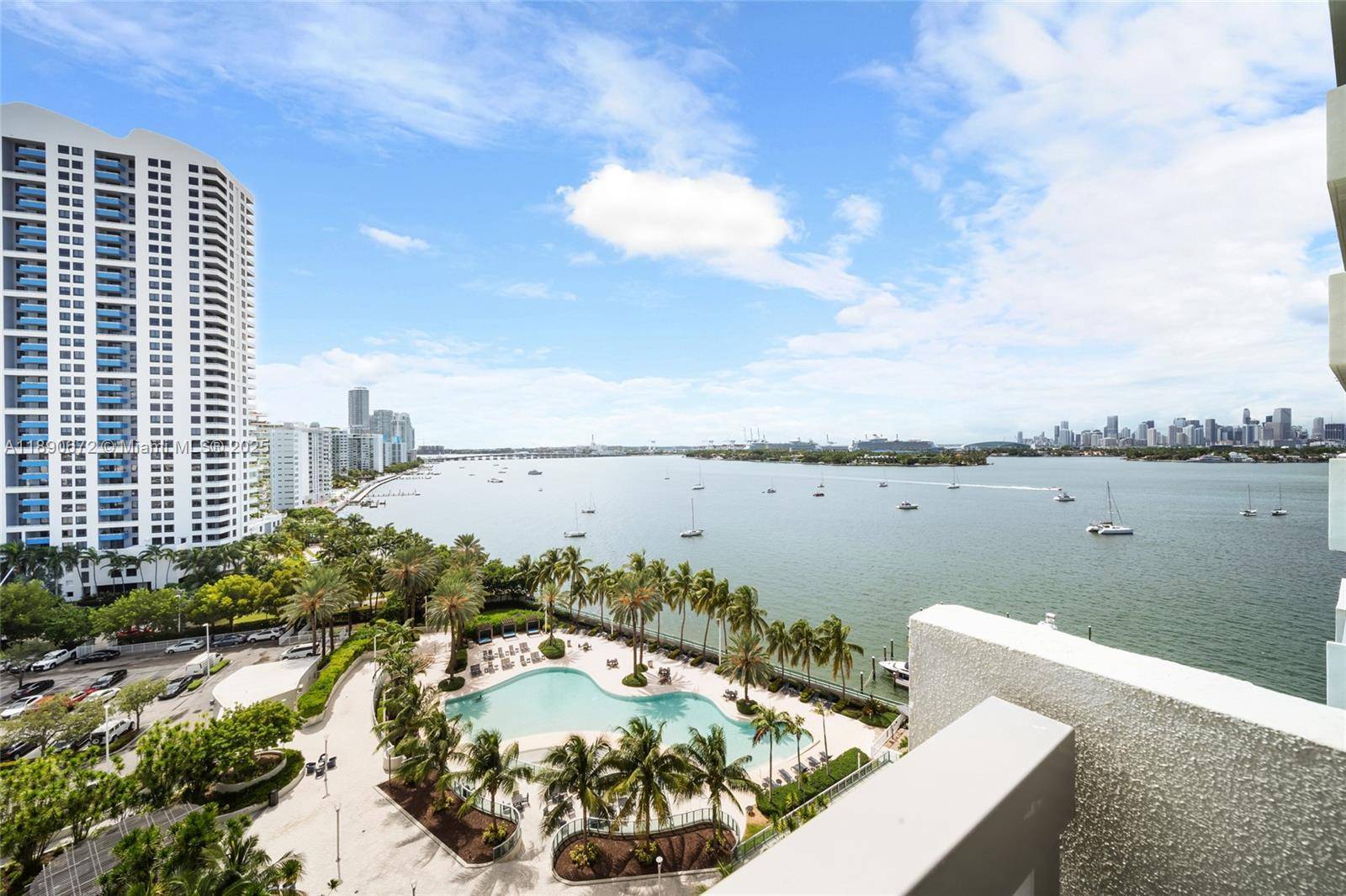 Incredible views overlooking the Pool area, Bay and the Miami Skyline from Unit 1228S at the Flamingo South.