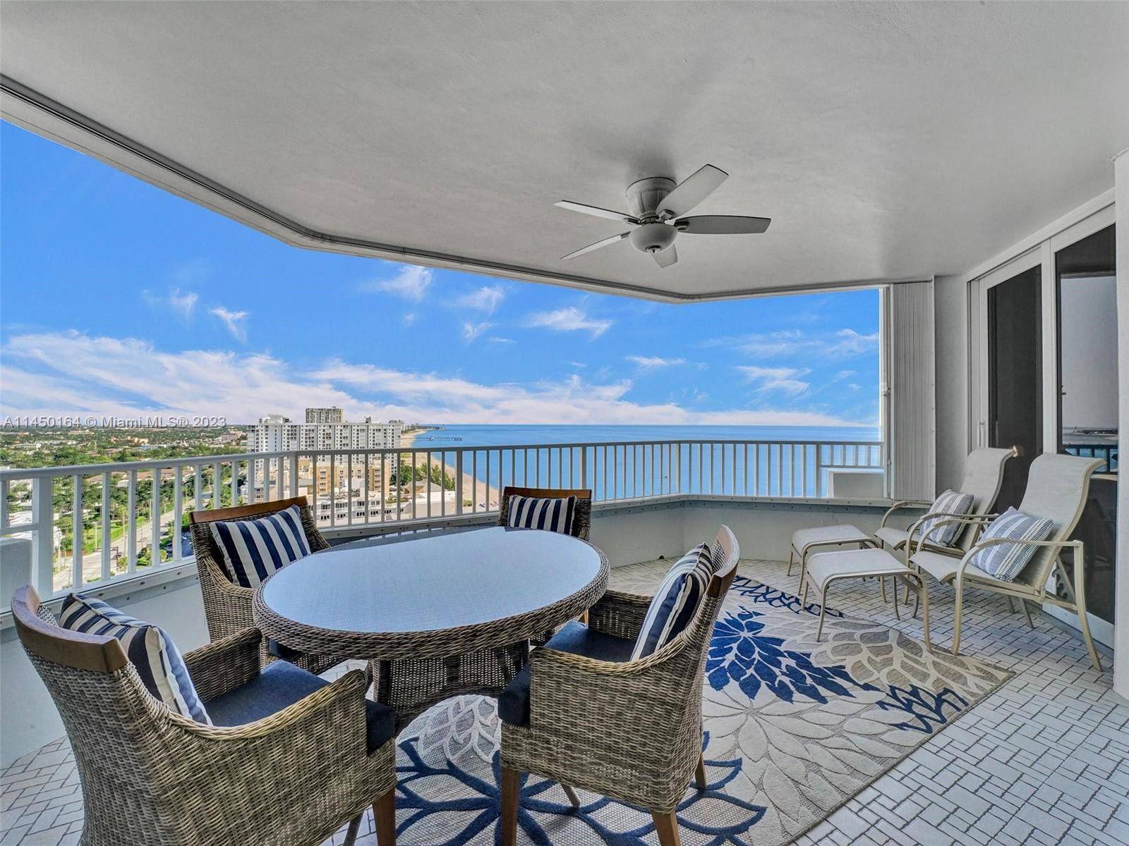 STUNNING VIEW OF THE OCEAN, INTRACOASTAL AND SKYLINE FROM UNUSUALLY LARGE BALCONY 23' x 12'.