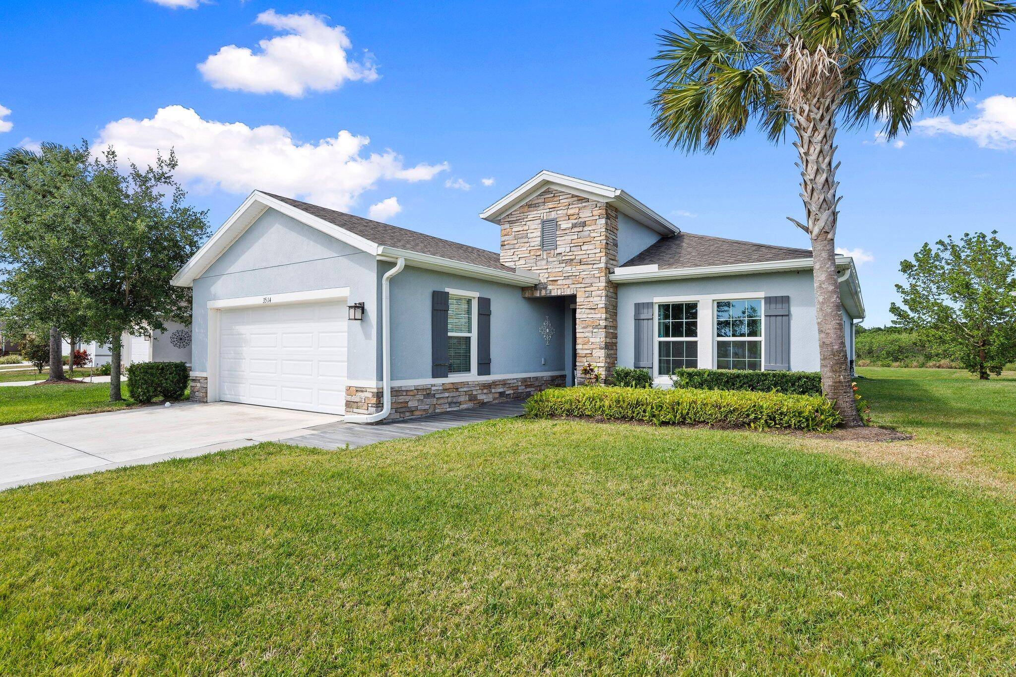 This beautifully designed 3 bd, 2 ba home is perfectly situated on a picturesque lake view lot, offering both elegance and functionality.