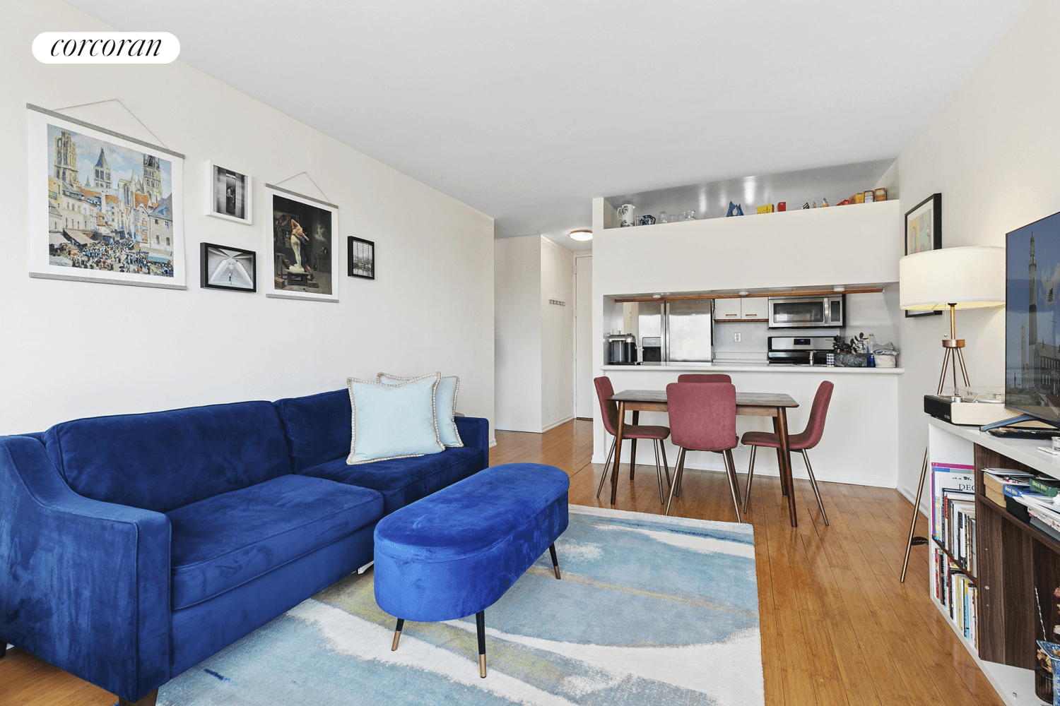 Residence 23G at 350 West 50th Street is a bright and spacious corner one bedroom home with great open city views West to the Hudson River and to the North.