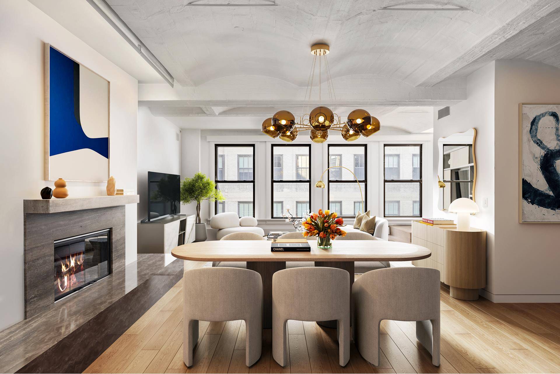 Massive, meticulously designed duplex at the boutique Bazzini Building in prime Tribeca !