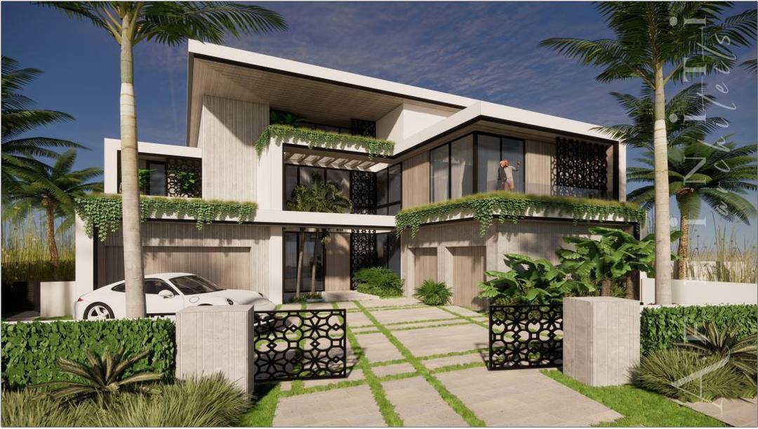 New Gated Organic Modern Intracoastal Estate sited on 93 of ''no wake'' Intracoastal overlooking the mega mansions of Fifth Avenue Estates by award winning Affiniti Architects and high styled Miami ...