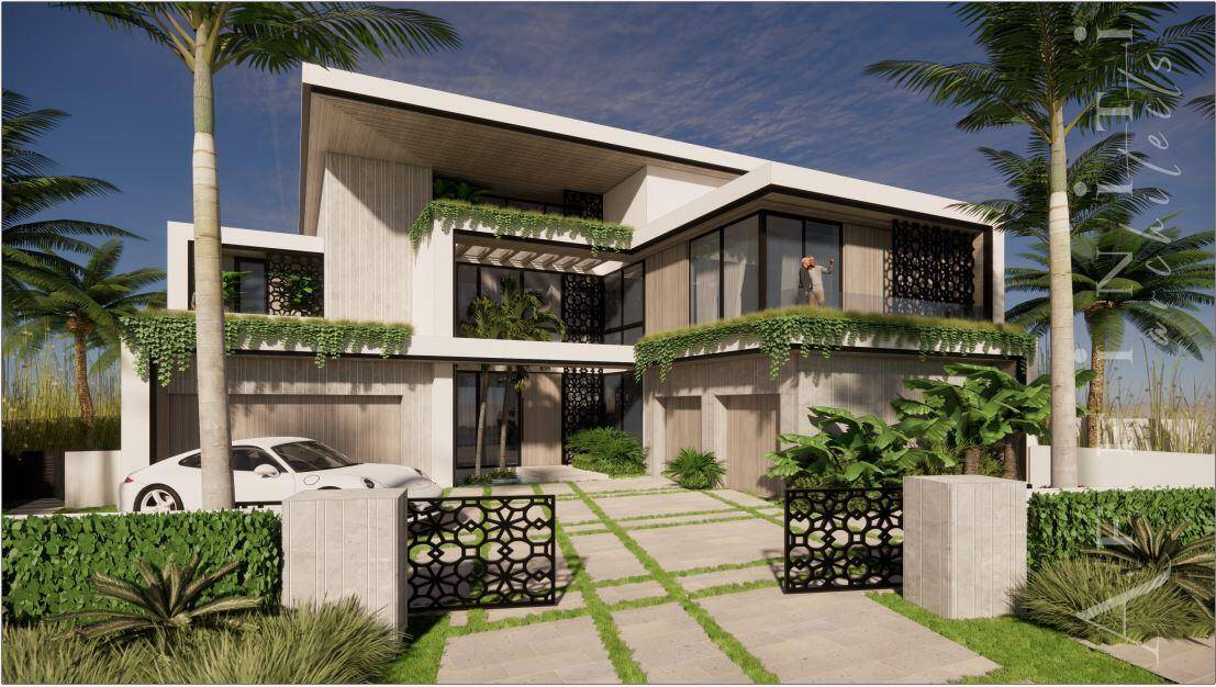 New Gated Organic Modern Intracoastal Estate sited on 93 of ''no wake'' Intracoastal overlooking the mega mansions of Fifth Avenue estates by award winning Affiniti Architects and high styled Miami ...