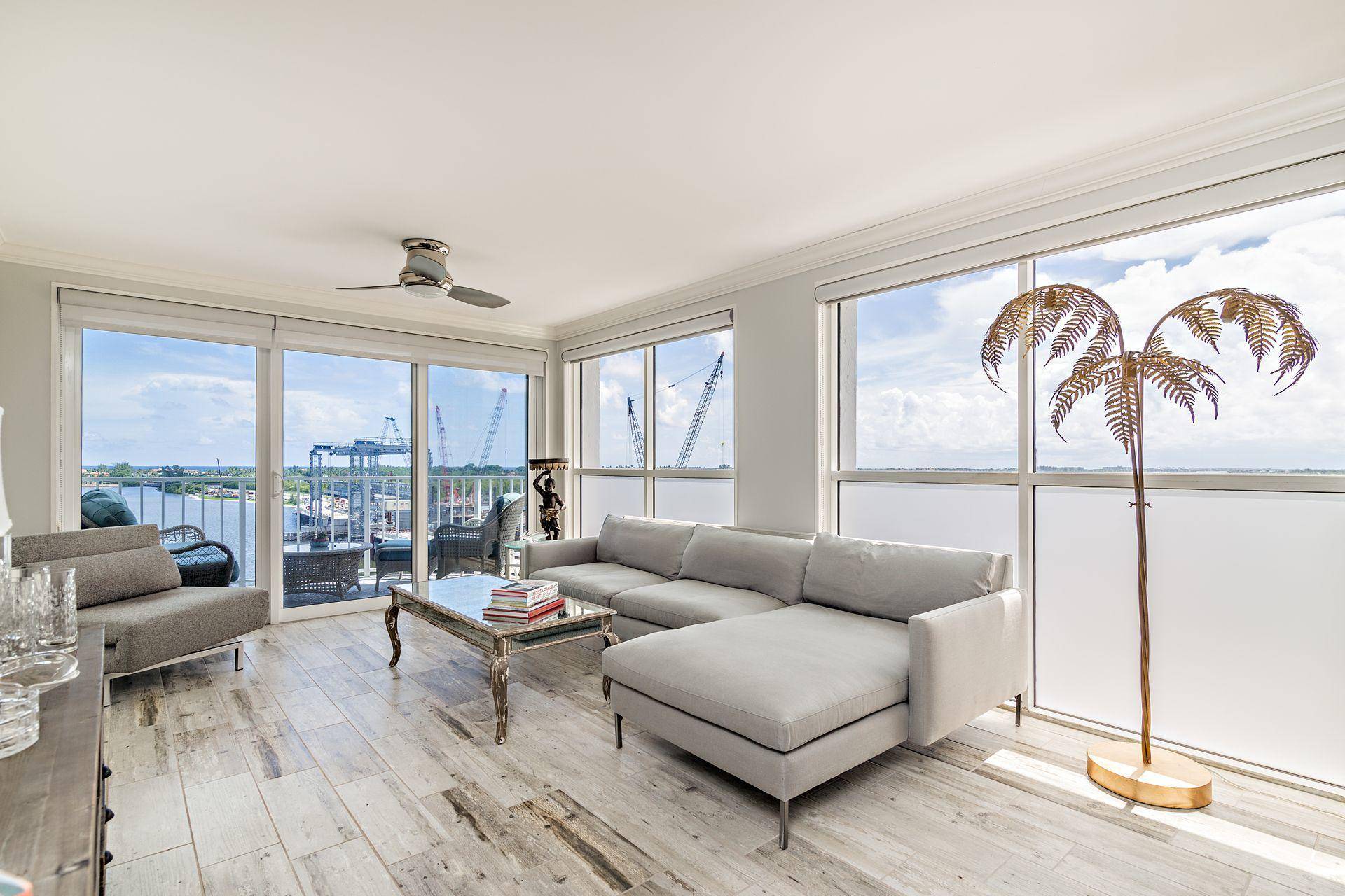 This gorgeous direct waterfront condo is located directly across from Mar a Lago.