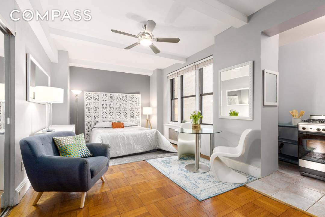 Pied a terre perfection. Across the street from Central Park in one of the best locations anywhere is the opportunity to refresh this studio to make it suit your needs.