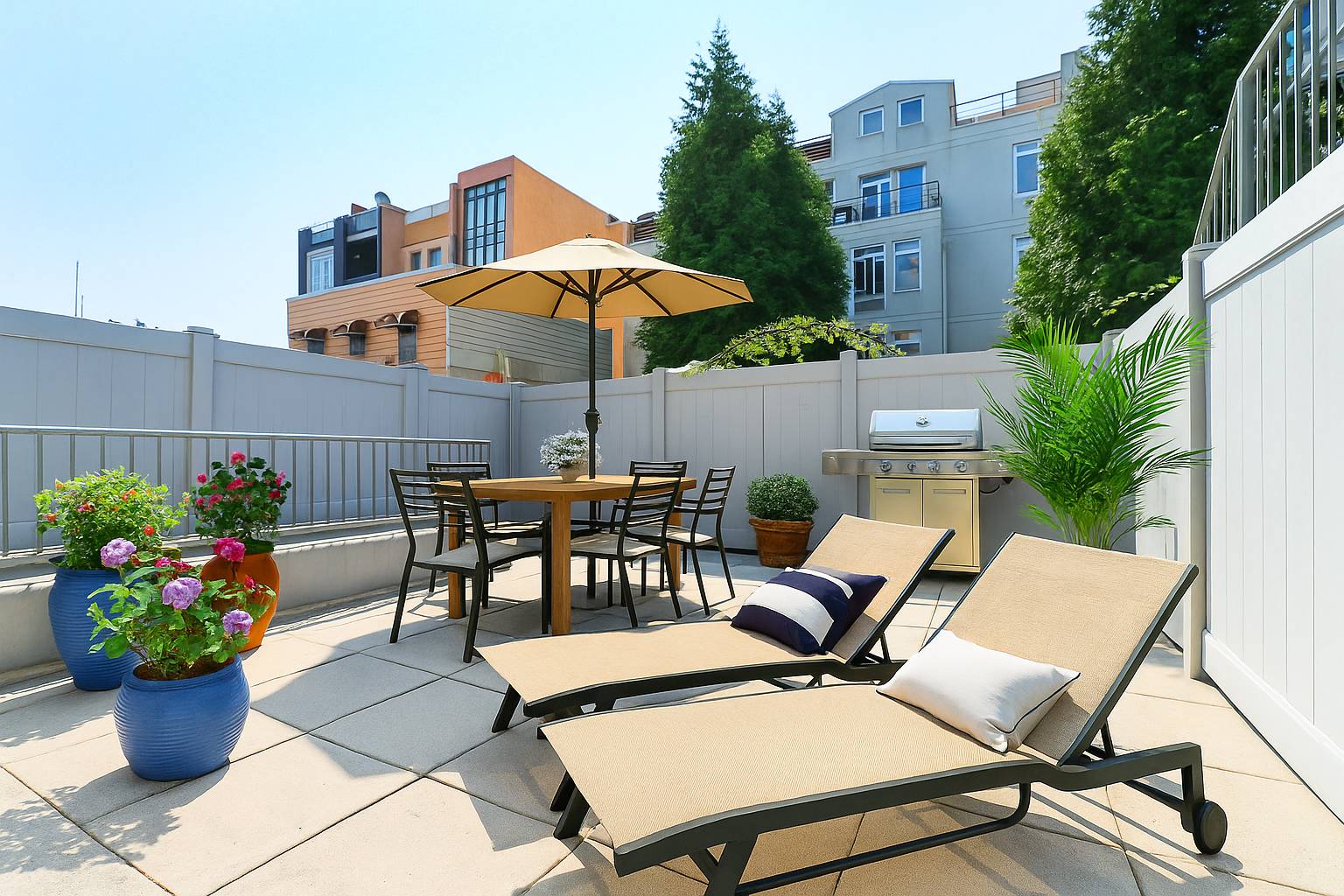 This large, duplexed 2 bedroom, 2 bathroom home includes a spacious private terrace accessible from both levels.