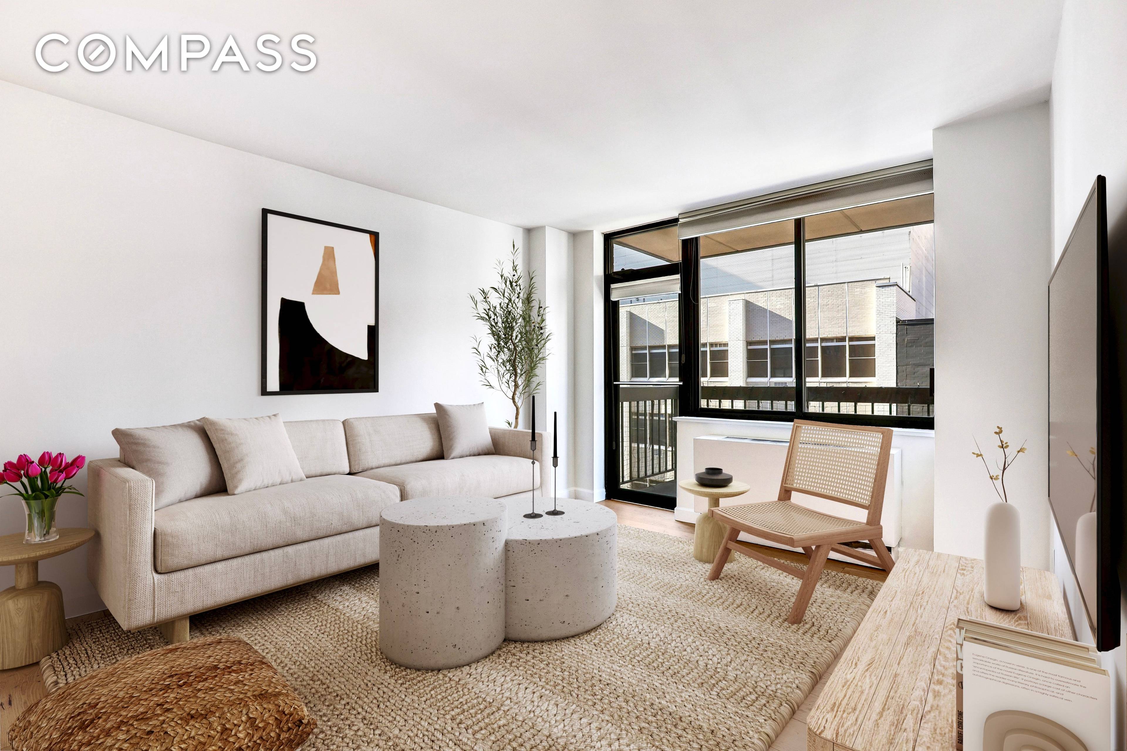 Sensational One Bedroom with Private Outdoor Space This sun drenched, south facing one bedroom offers city views, exceptional natural light, and generous living space.
