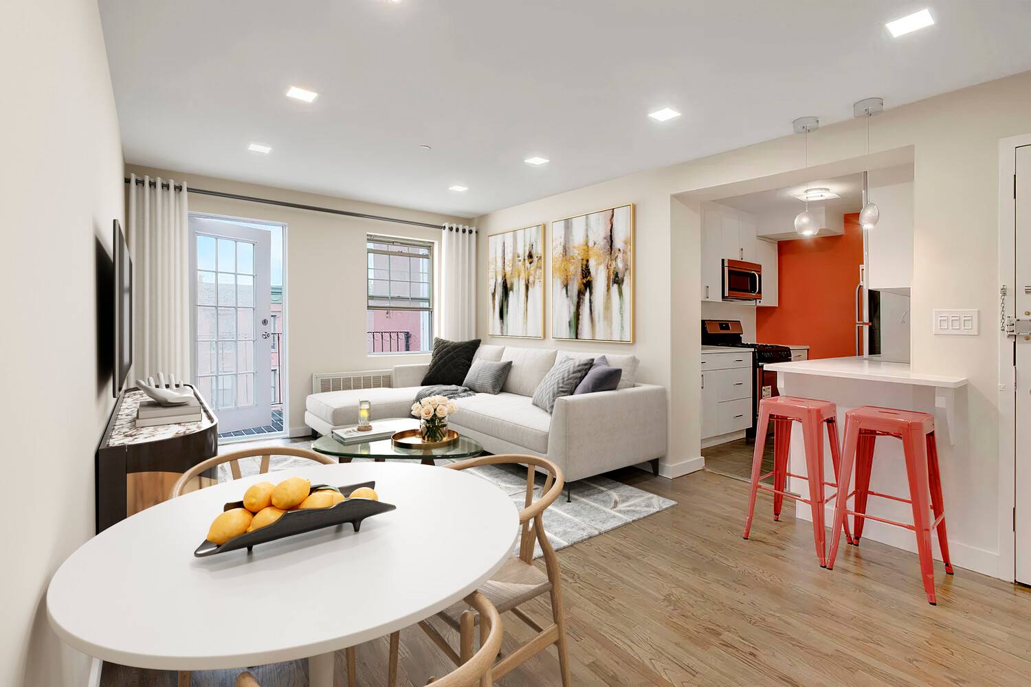 Welcome to this oversized two bedroom, one bath condominium with a private outdoor space directly off the living room, ideally situated on the border of Clinton Hill and Bedford Stuyvesant.