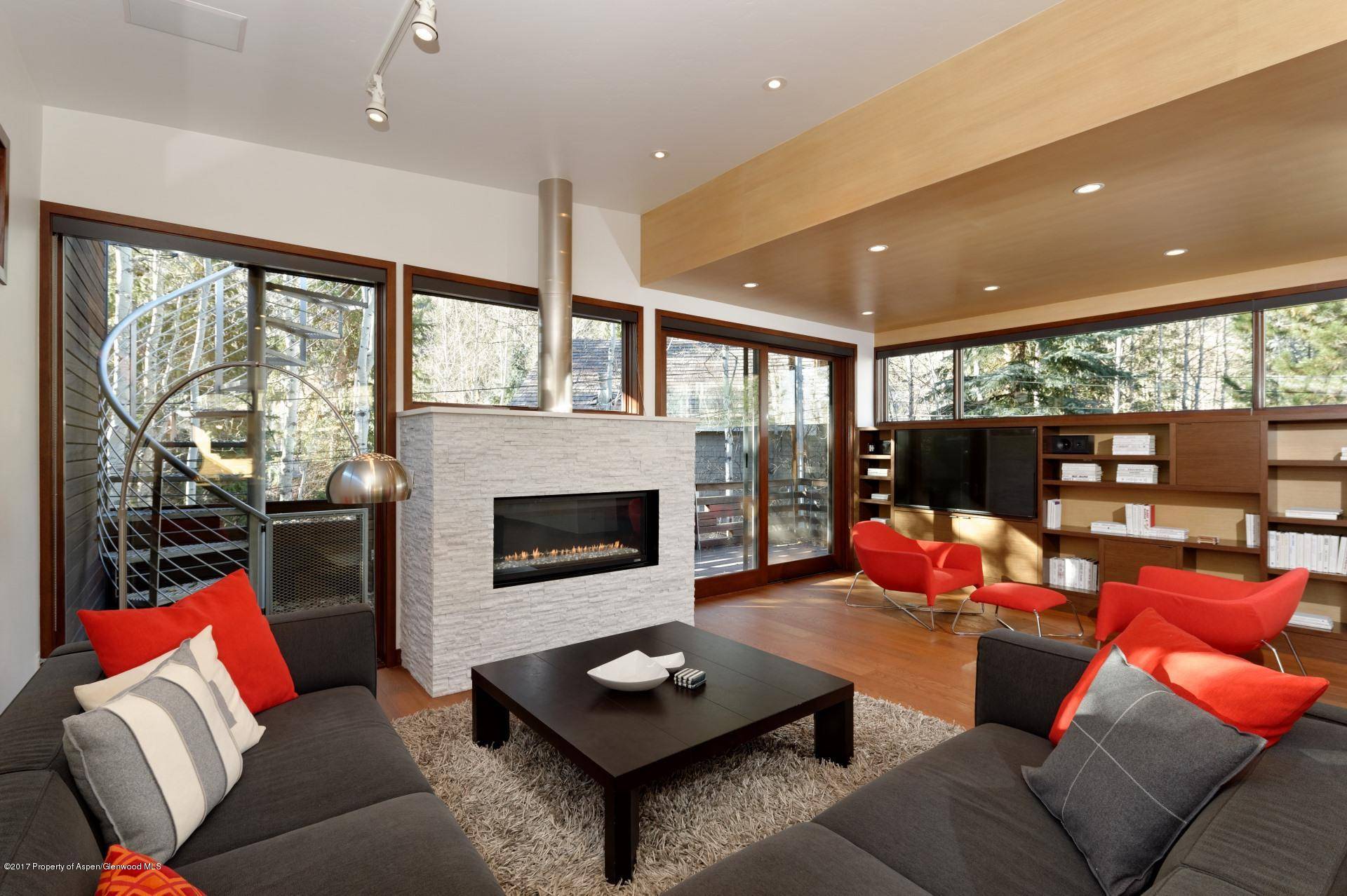 Contemporary 3 level home with two car garage on the East Side of Aspen just.