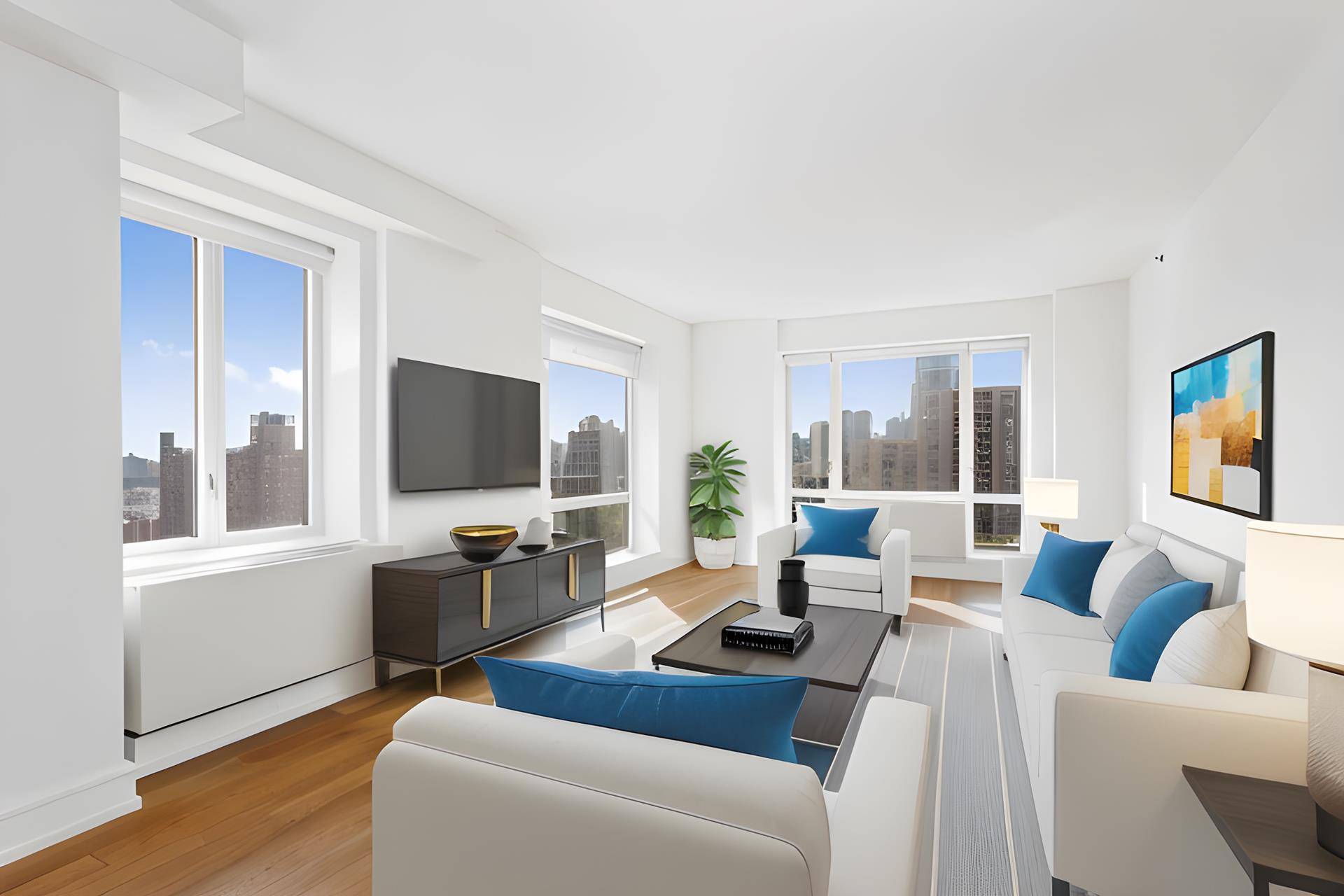 Enjoy this high floor condo apartment with floor to ceiling windows and views of Central Park and Manhattan Skyline.