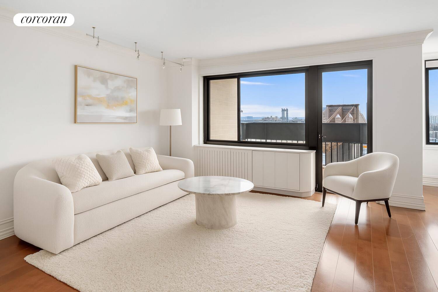 Spacious Alcove Studio with Private Balcony and Iconic Brooklyn Bridge Views Experience the best of Downtown living in this oversized alcove studio, featuring a private balcony with sweeping Brooklyn Bridge ...