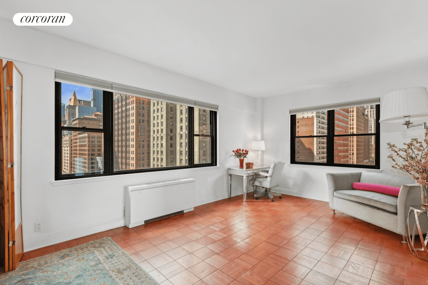 Bright and Spacious Furnished Corner One Bedroom One Bathroom with Views of the Empire State Building in Full Service Co op in Prime Midtown !