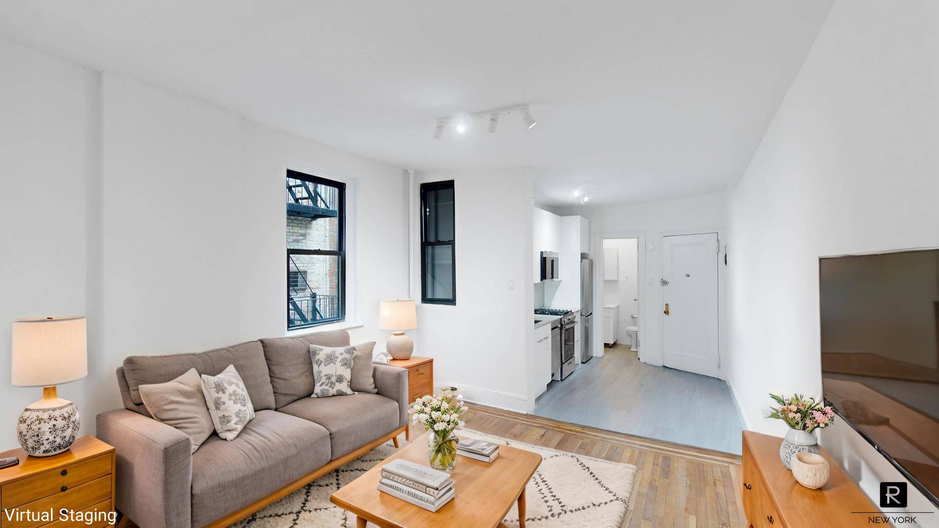 Newly Gut Renovated One Bedroom One Bathroom, 1 flight up with Northern amp ; Eastern exposures, and excellent natural light.