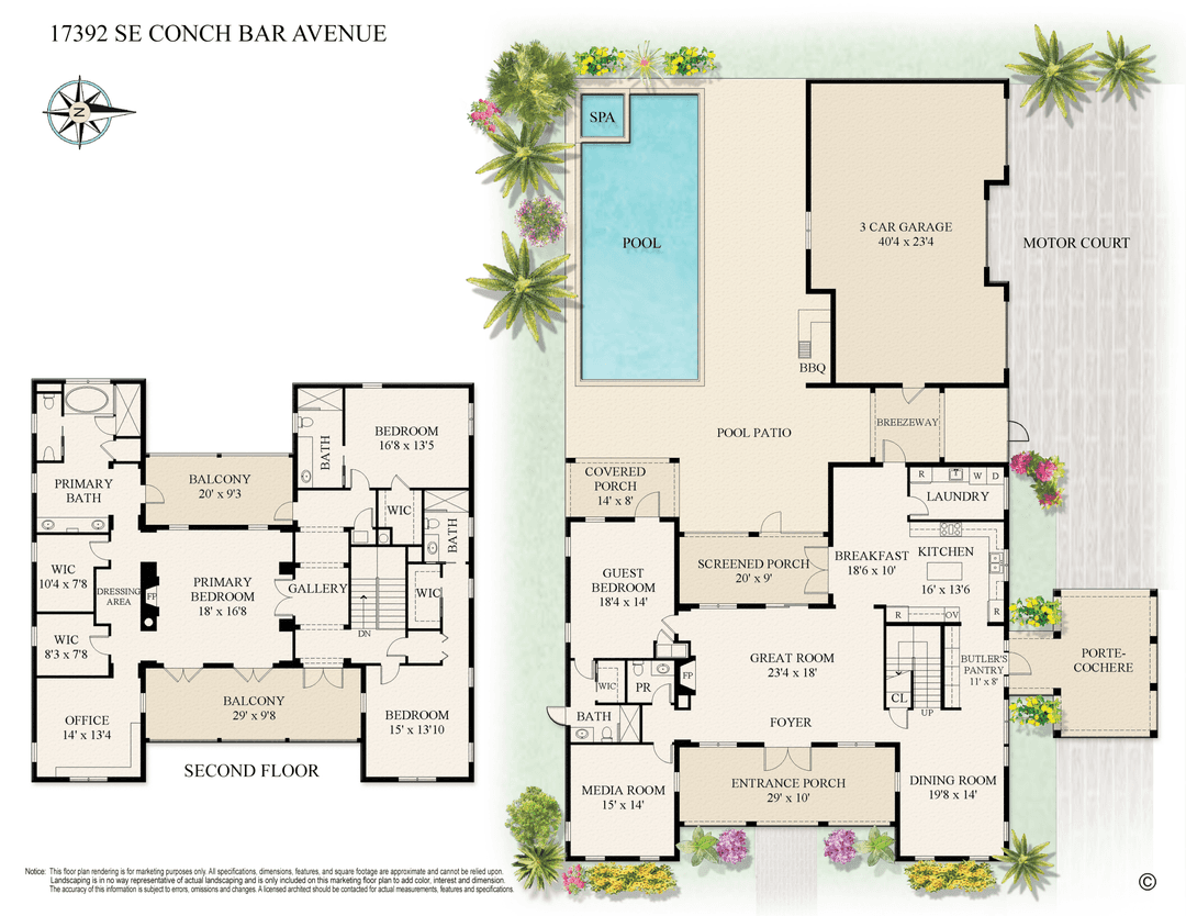 Experience year round ocean breezes in this British West Indies inspired 4 BR, 4.