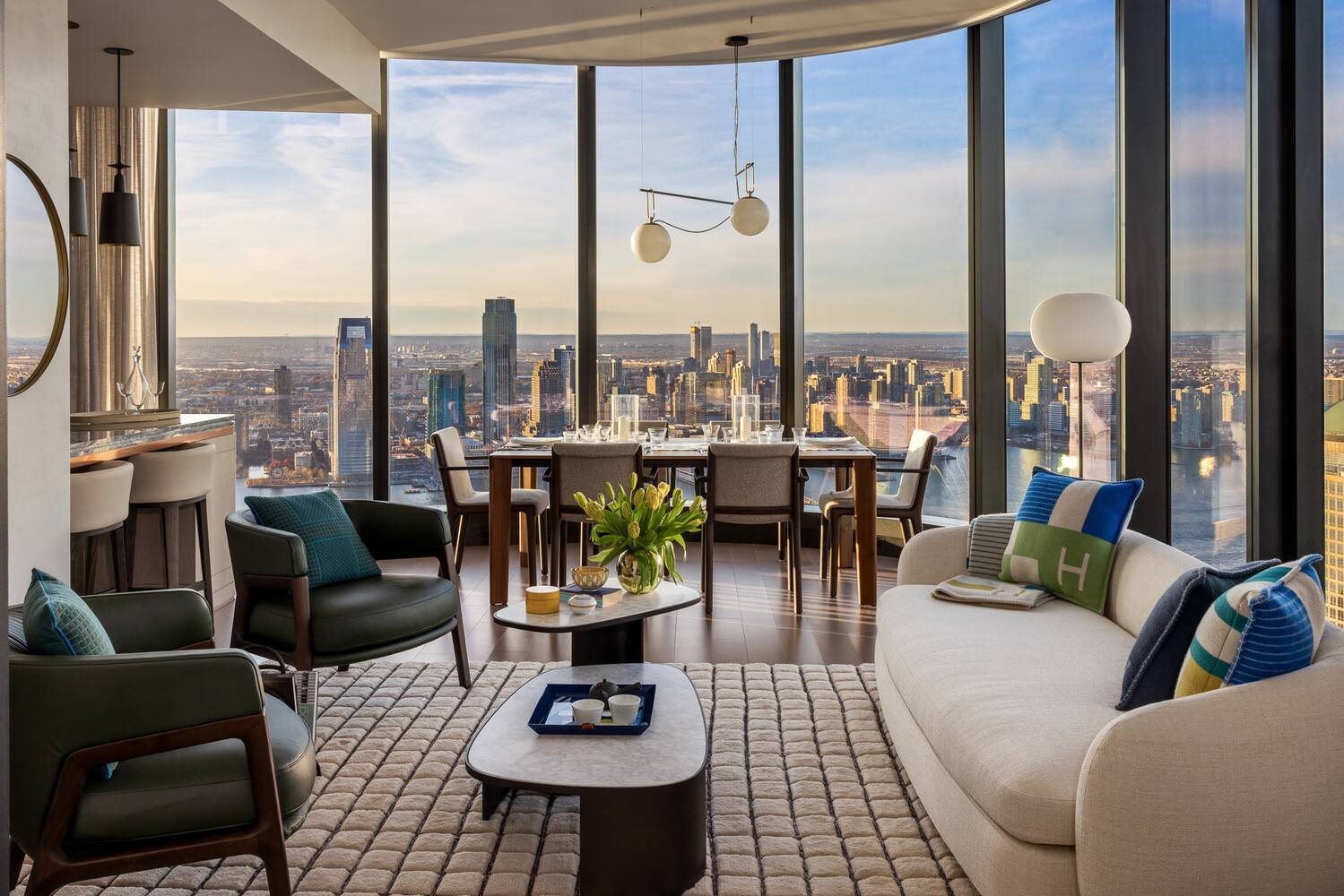 Welcome to Residence 76E at The Greenwich by Rafael Vinoly, a two bedroom, two and a half bathroom featuring magnificent northern and western exposures, and panoramic views of the Hudson ...