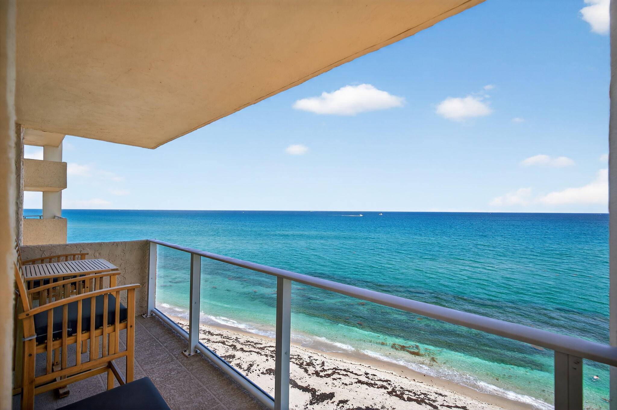 Water, Water, Water, every where in this sought after 2 bedroom 2 bath Direct Ocean Front unit with Wrap Around Southeast Exposure Balcony.