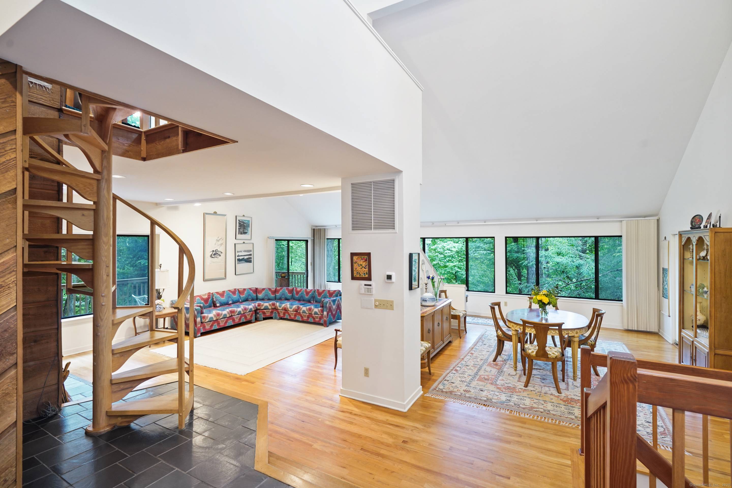 Contemporary retreat surrounded by nature in a peaceful North Stamford setting.
