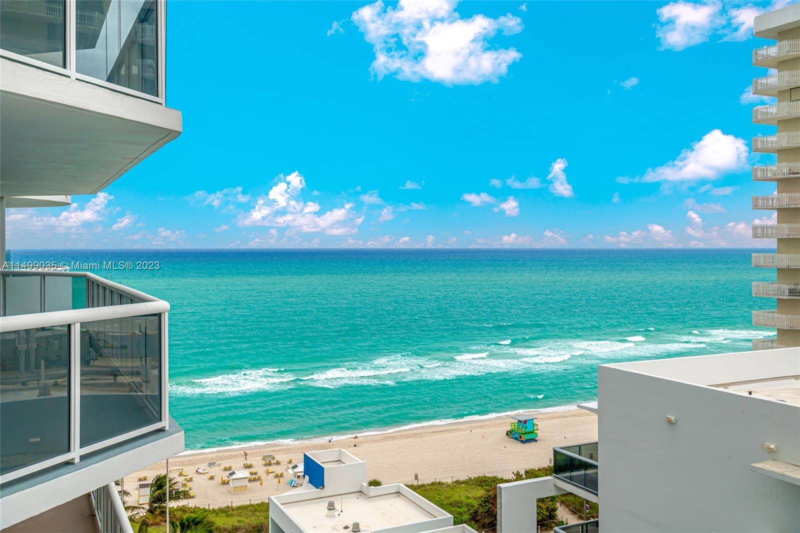 LA GORCE PALACE 2 BED 2 BATH FLOOR TO CEILING ROUNDED GLASS IN LIVING ROOM NICE VIEWS OF OCEAN AND BAY FURNISHED 2 BALCONIES WASHER DRYER INSIDE UNIT BEACH UMBRELLA ...