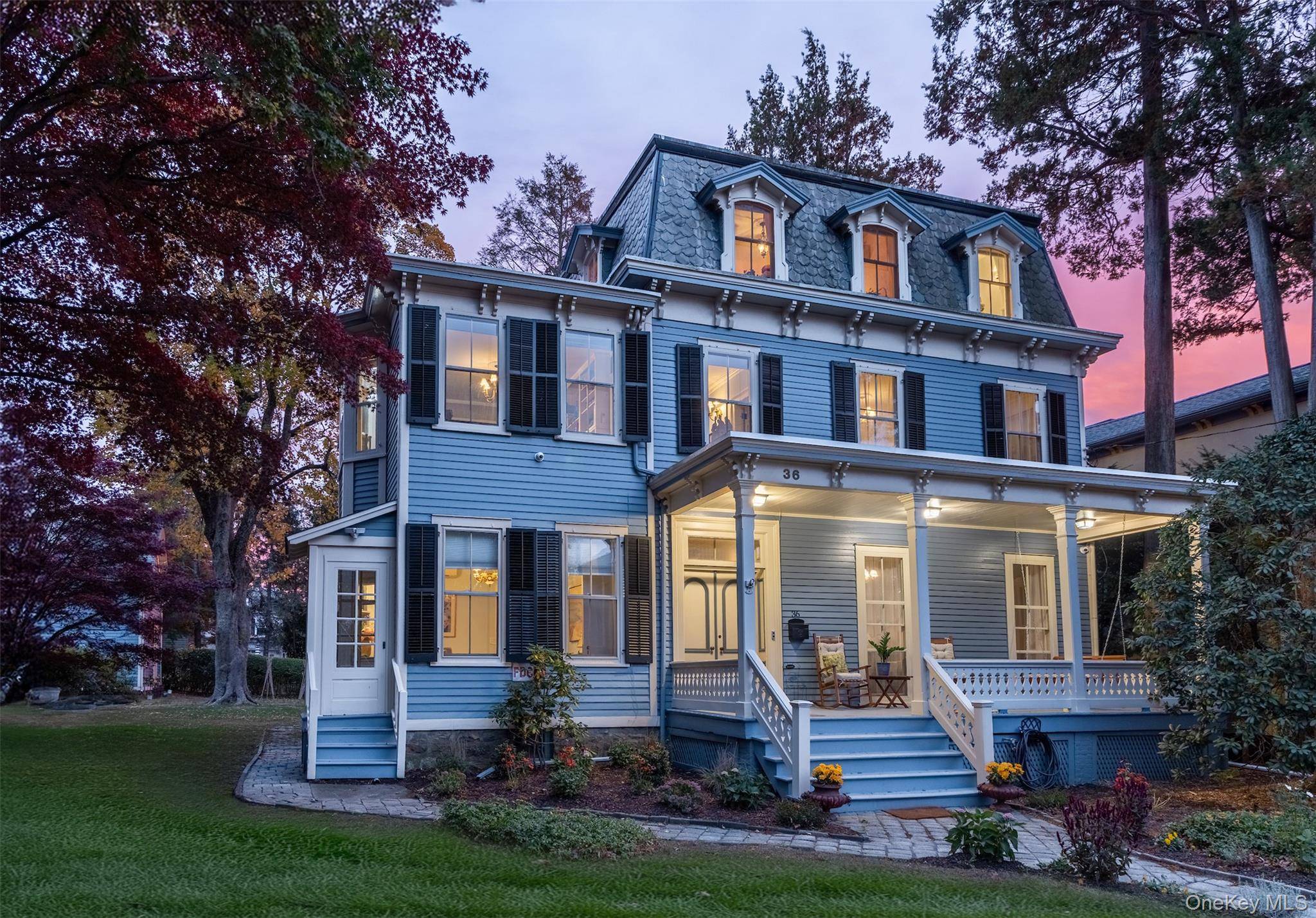 Unwind on an idyllic rocking chair front porch at this distinguished 6 BR, 3500 sf Mansard Victorian, located on Belden Avenue the only designated historic neighborhood in Dobbs Ferry.